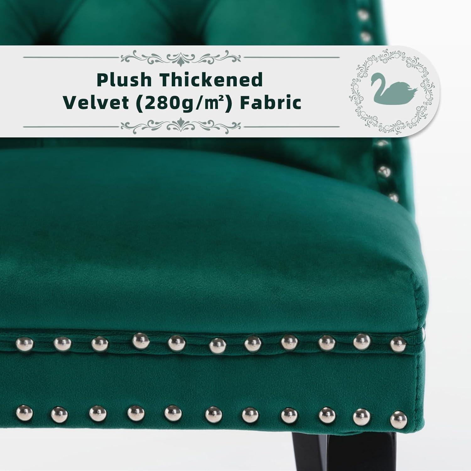 High-end Tufted Velvet Upholstered Nailhead Dining Chair