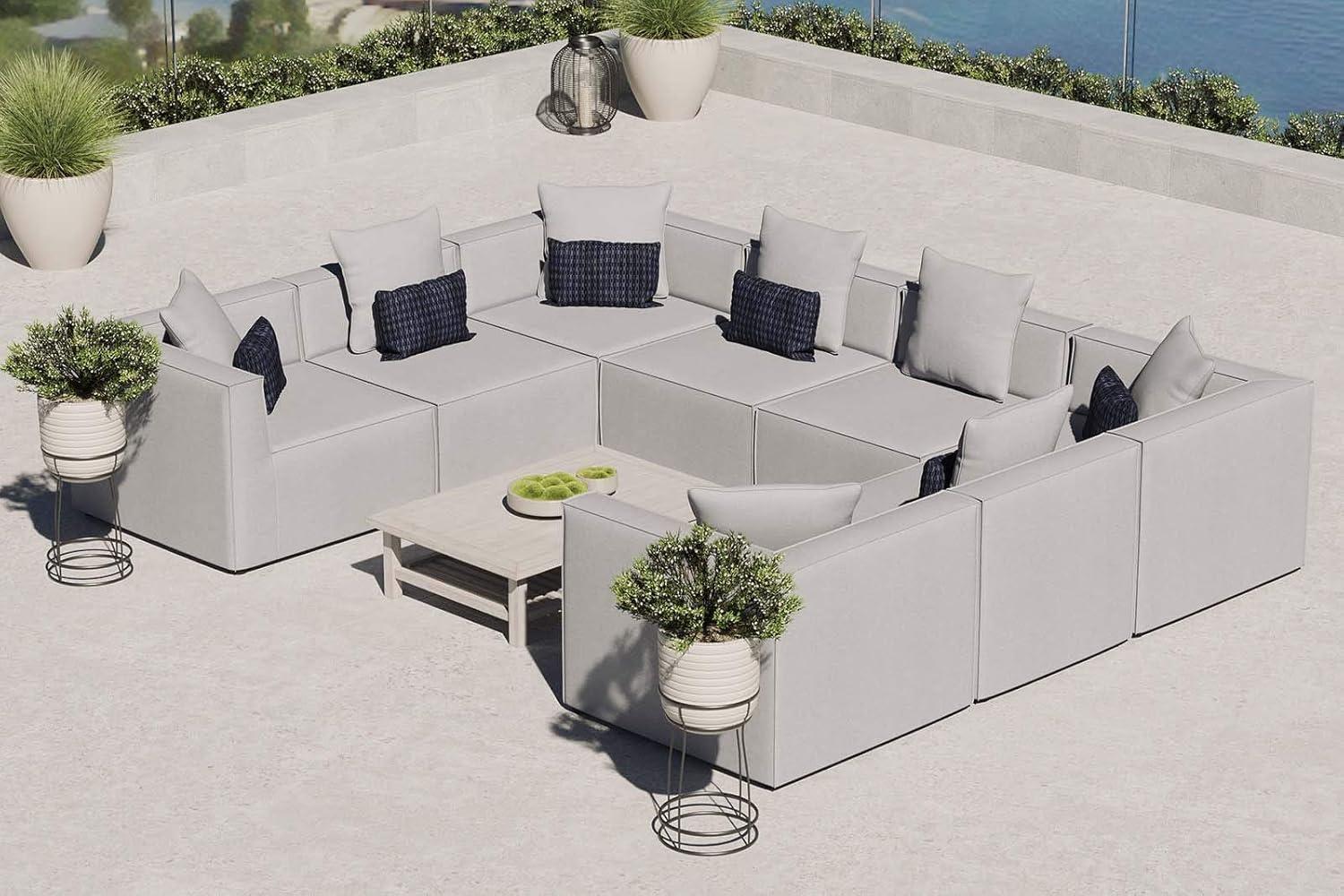 Saybrook Outdoor Patio Upholstered 8-Piece Sectional Sofa