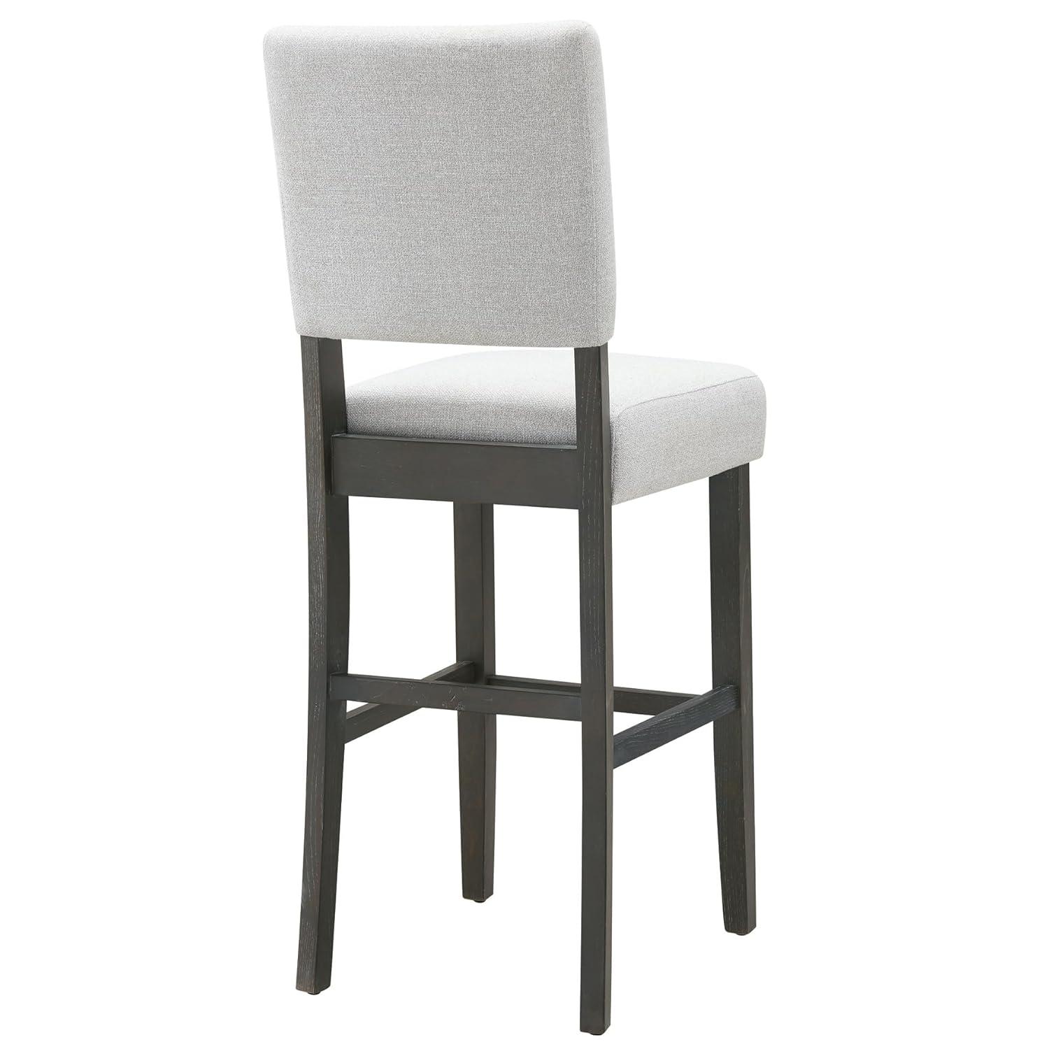 Leick Home 10087-BBHG Upholstered Back Bar Height Stool with Wood Base, Set of 2, for Elevated Kitchen Counters, High Top Tables, and Bars, Blackbean and Heather Gray