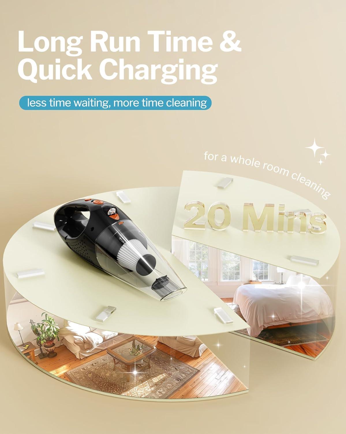 BEACHWATER POOL & SPA, LLC Handheld Vacuum Cordless With 2 Filters, Car Vacuum Cleaner High Power With Fast Charge Tech, Portable Rechargeable Mini Vacuum With Large-Capacity Battery | Wayfair