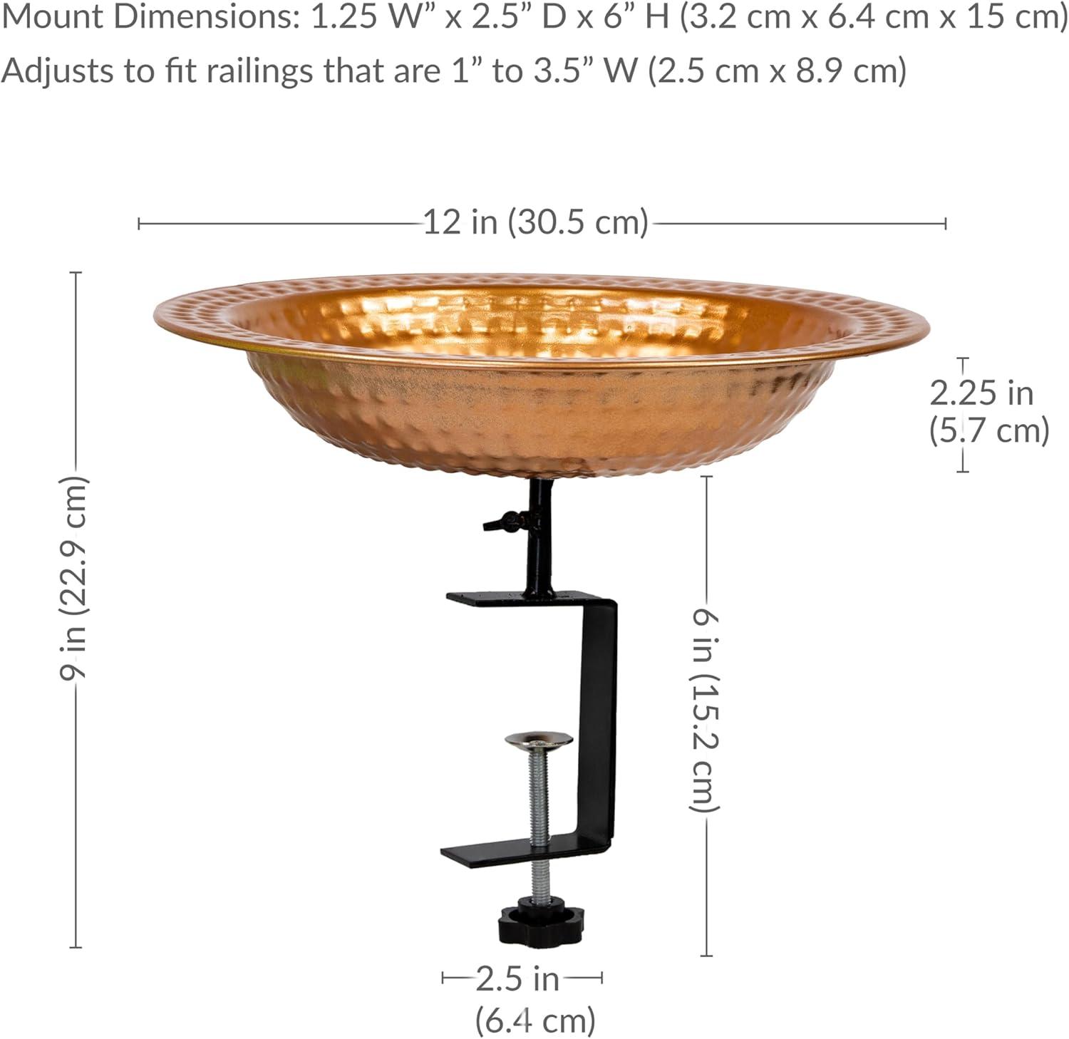 Sunnydaze Outdoor Deck-Mounted Bird Bath or Bird Feeder with Copper Finish - 12"