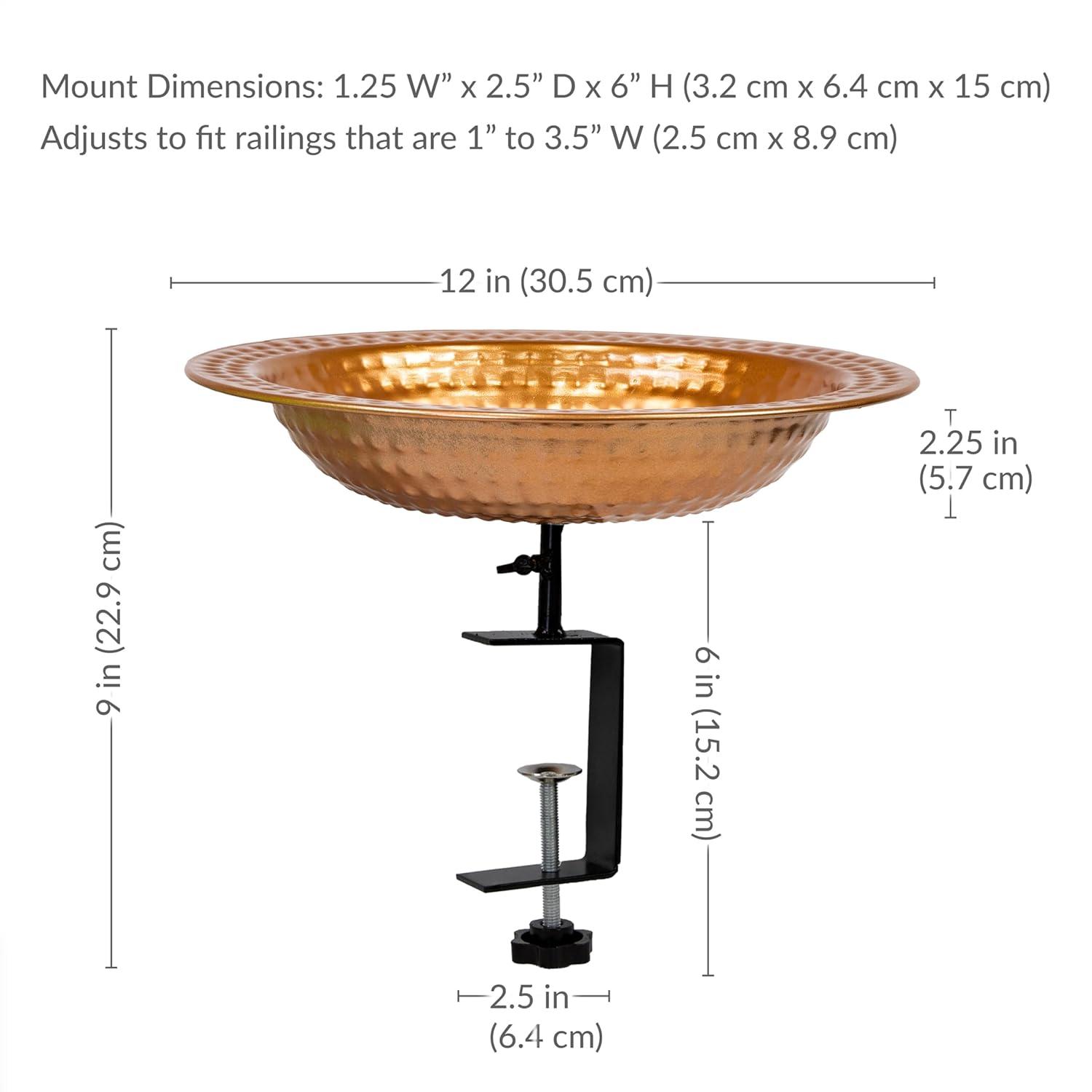 Sunnydaze Outdoor Deck-Mounted Bird Bath or Bird Feeder with Copper Finish - 12"