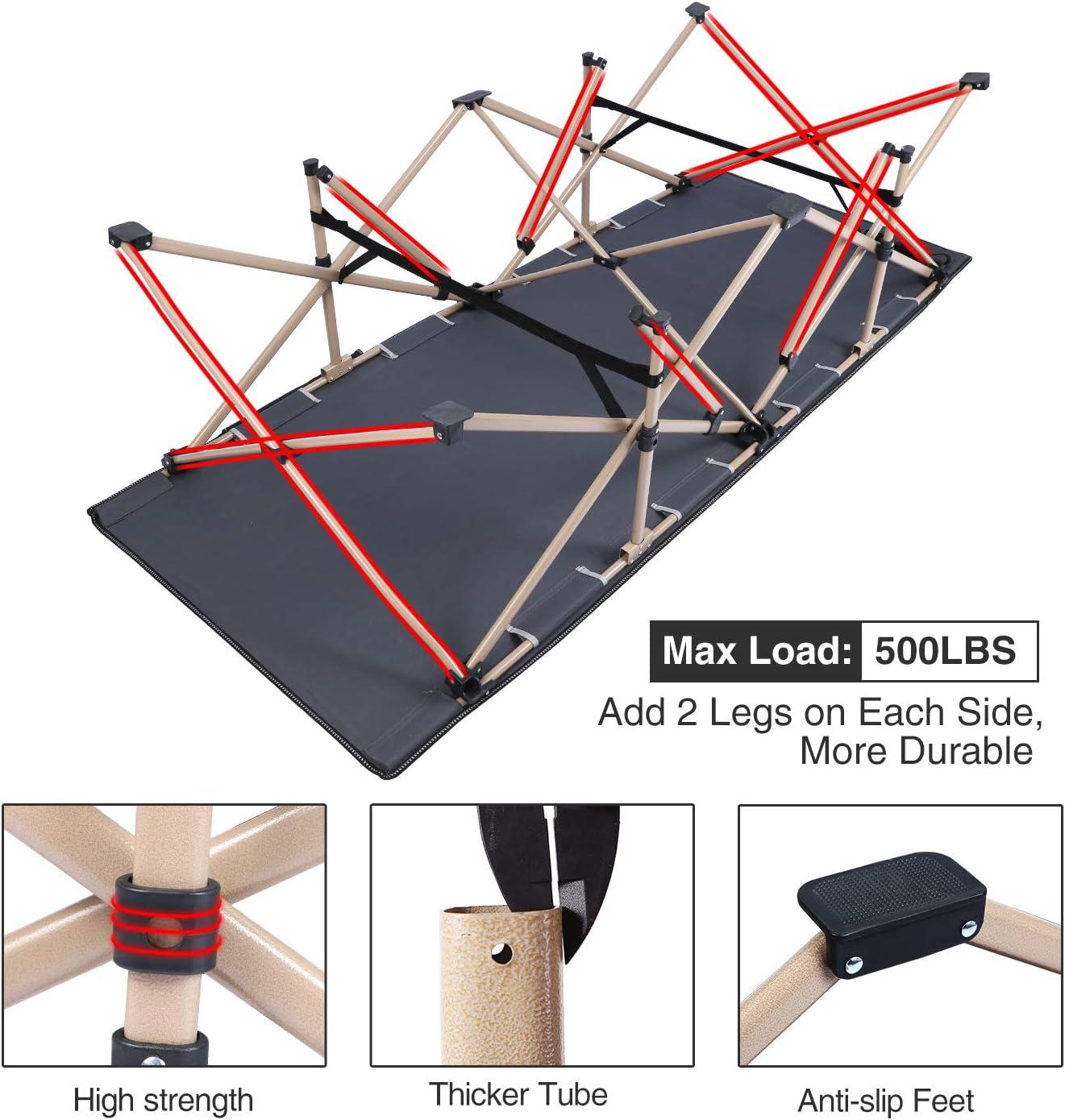 LIFETIME FLOORING LLC Oversized Camping Cots For Adults 500Lbs, Extra Wide Tall Sleeping Cots Heavy Duty,  Cots Portable For Outdoor Indoor Office