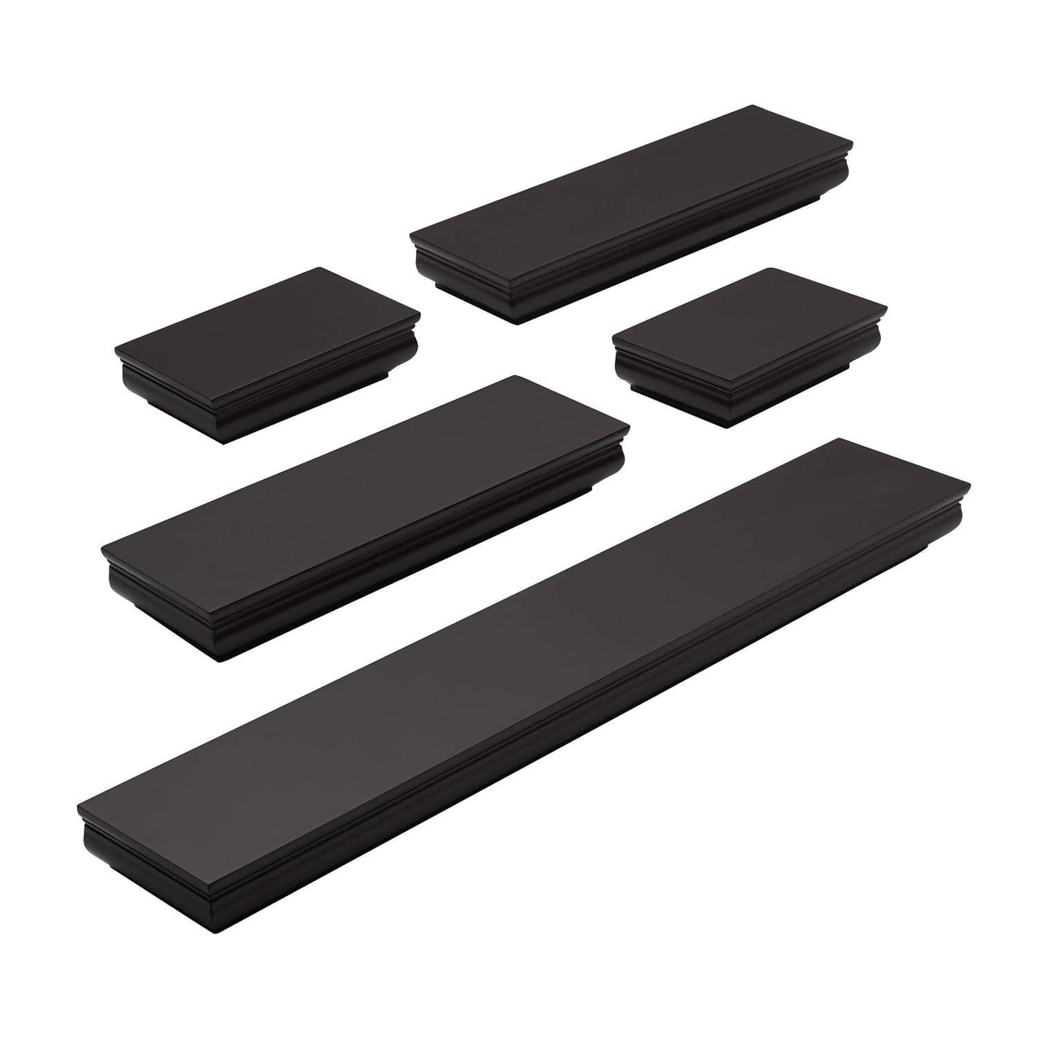 Melannco Set of 5 2-6 2-12 1-24-inch Wood Shelves in Espresso