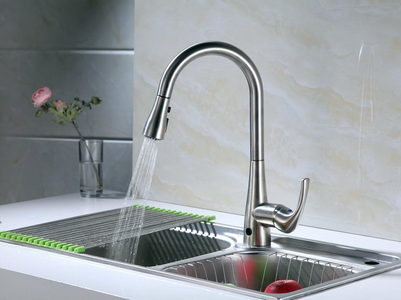 Brushed Nickel Single Handle Pull-Down Kitchen Faucet with Spray