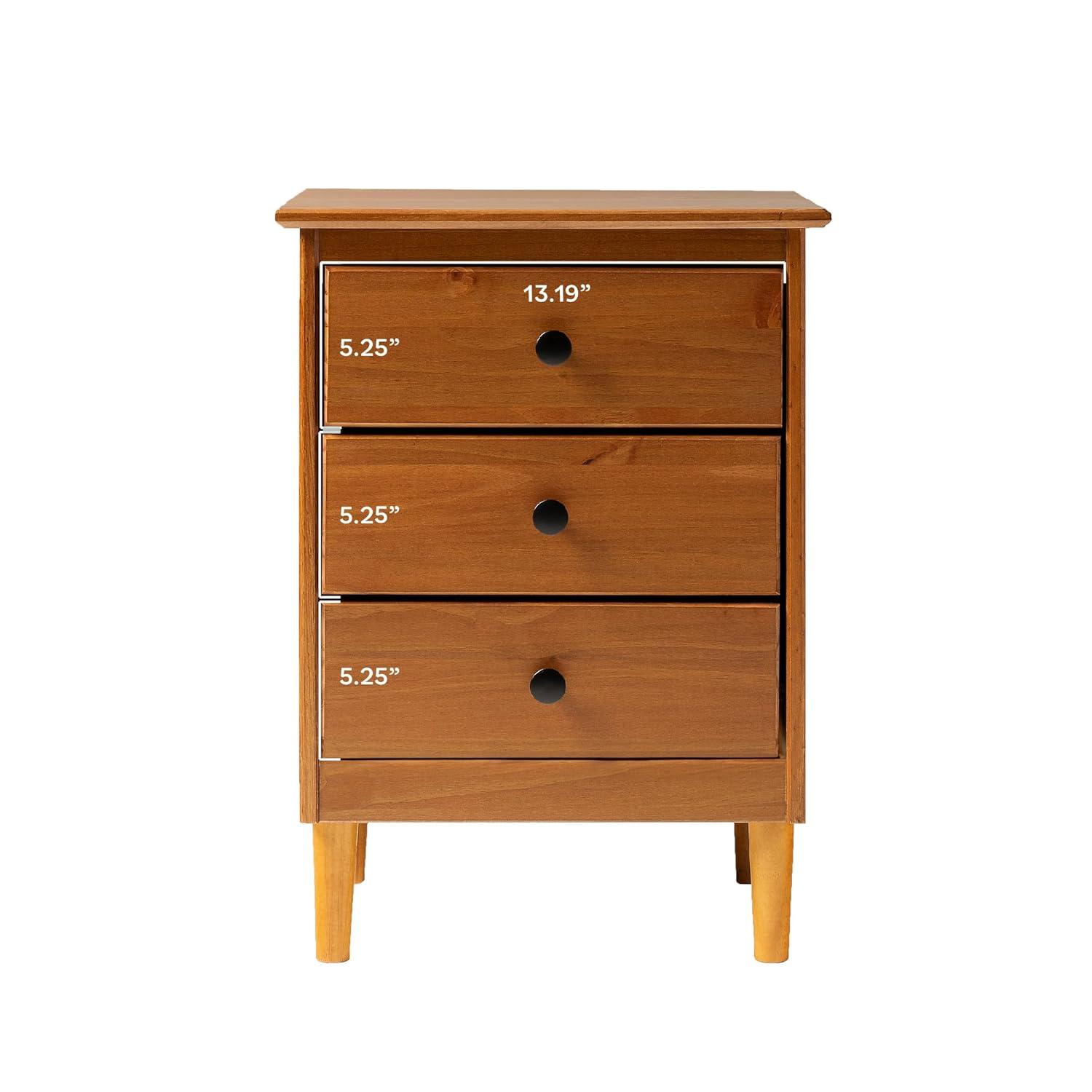 Walker Edison Madeline 3-Drawer Nightstand, Caramel