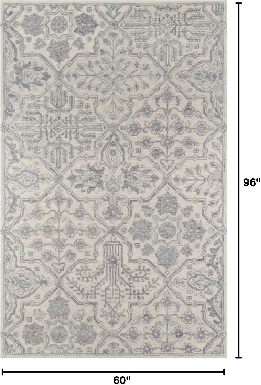 Momeni  Cosette Hand Tufted Wool Traditional Area Rug Grey 5' x 8' 5' x 8' Accent, Indoor, Handmade Beige Rectangle