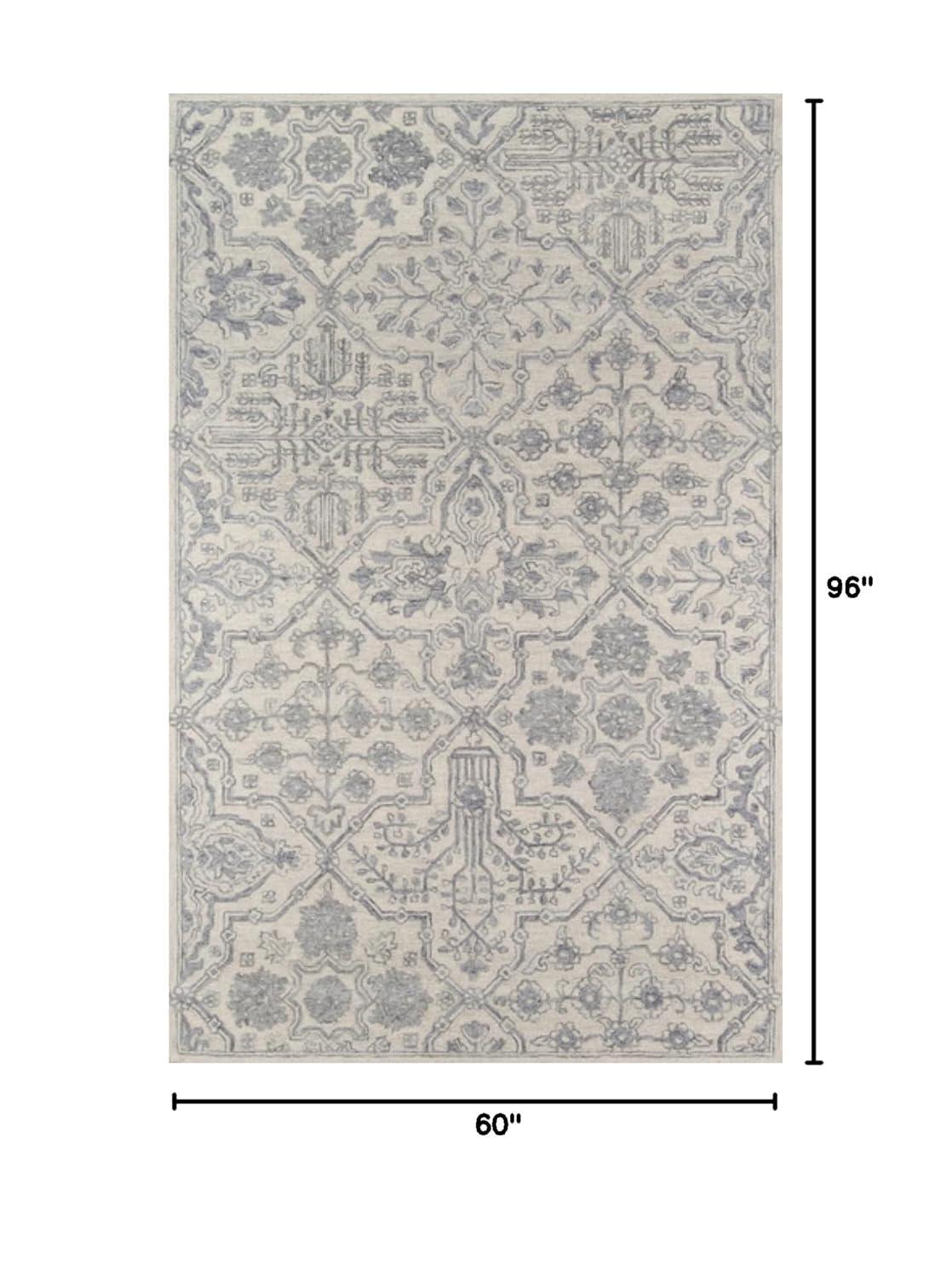 Momeni  Cosette Hand Tufted Wool Traditional Area Rug Grey 5' x 8' 5' x 8' Indoor,Accent,Handmade Beige Rectangle