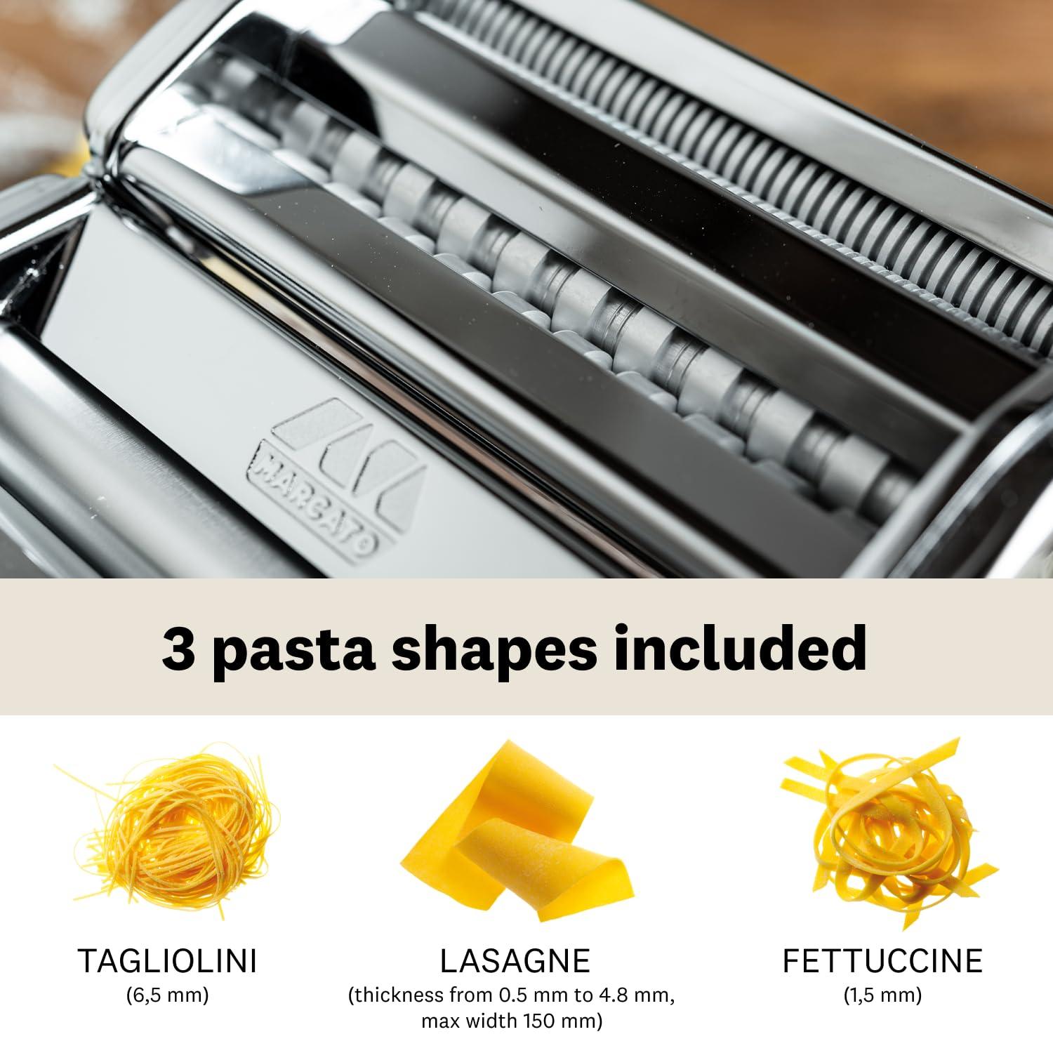 Marcato Atlas 150 Pasta Machine with Cutter and Hand Crank, Made in Italy
