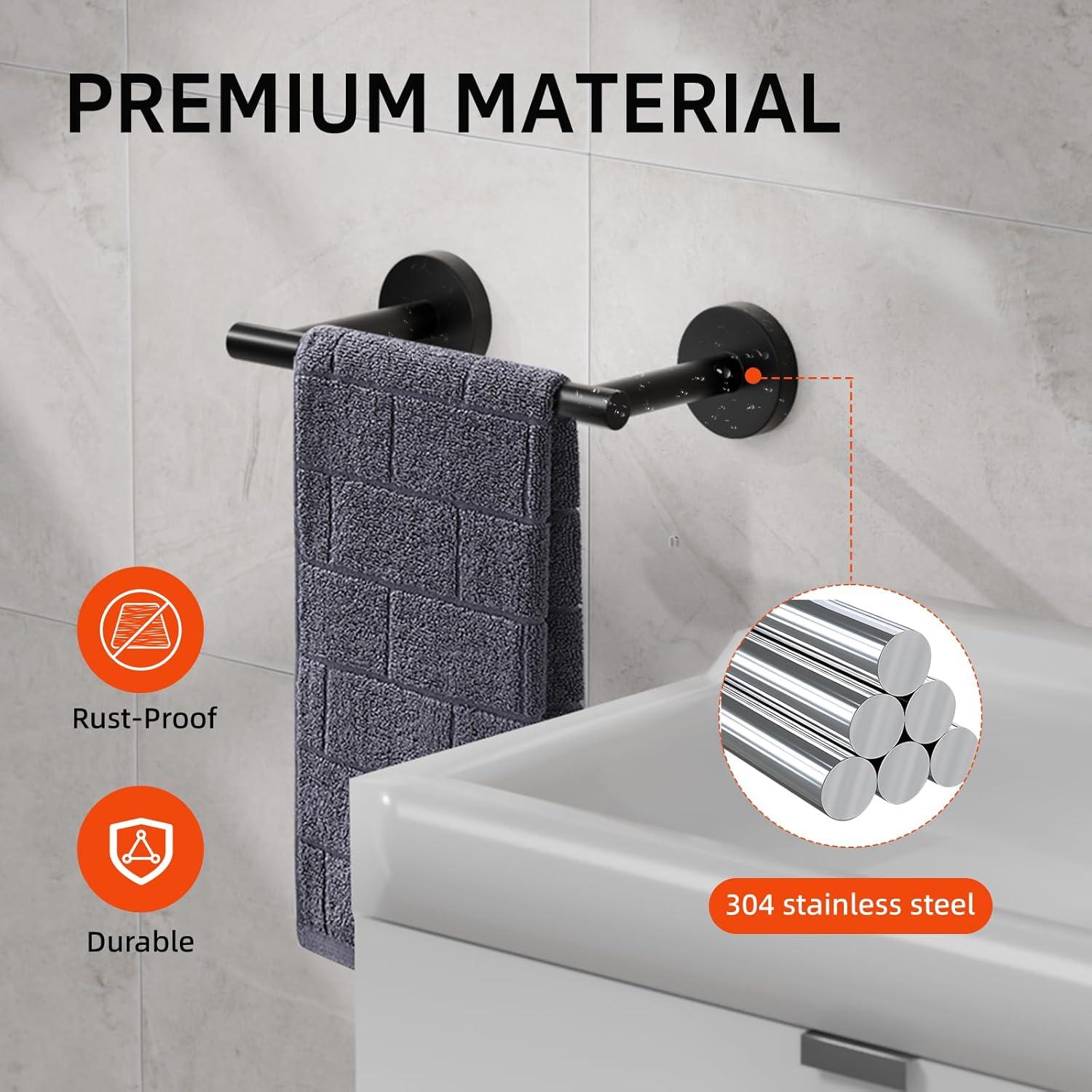 Toiler Paper Holder Wall Mount, Matte Black Toiler Paper Holder, Double Post Pivoting Toilet Paper Roll Holder for Bathroom, SUS 304 Stainless Steel