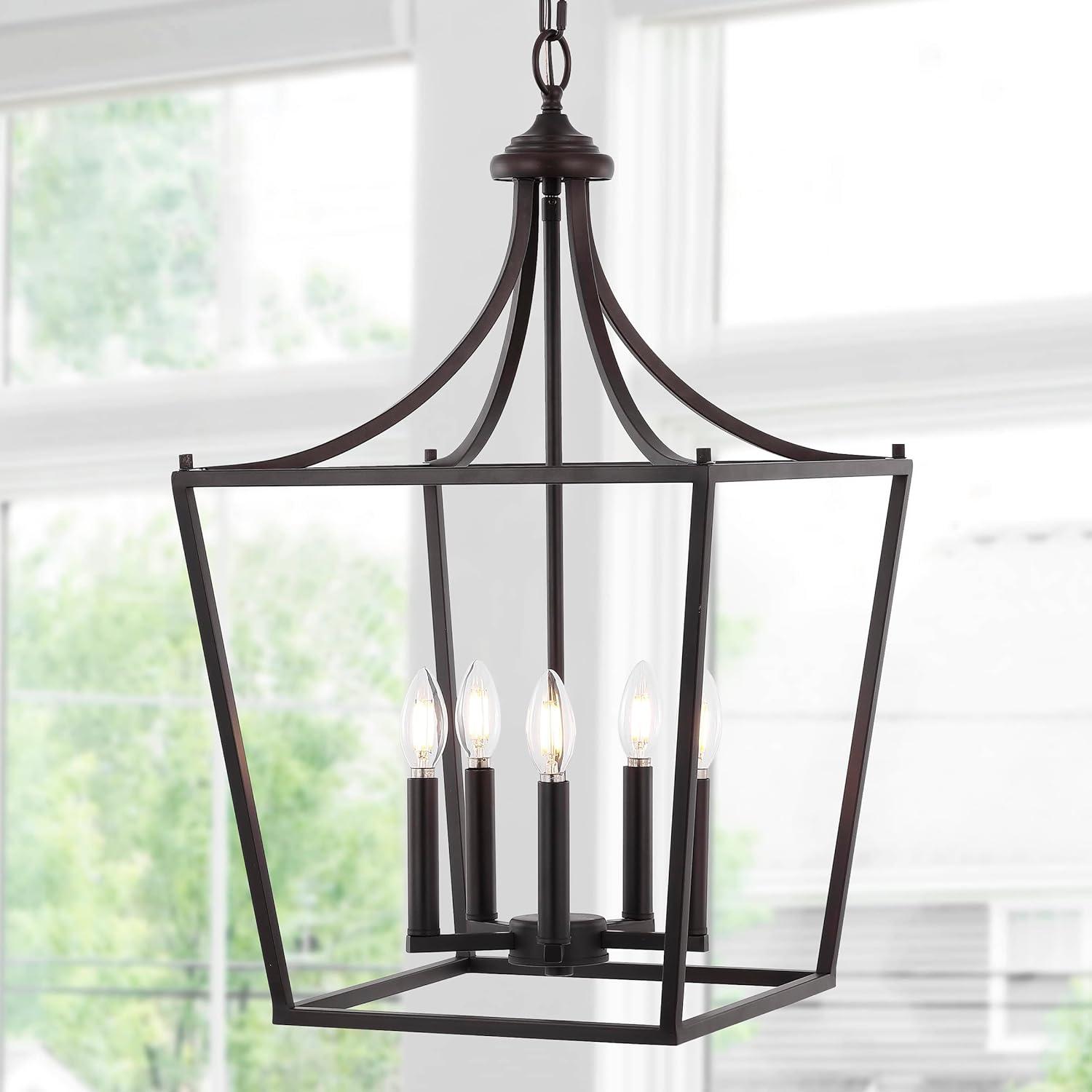 Camden 16" Oil-Rubbed Bronze 5-Light LED Iron Pendant Lantern