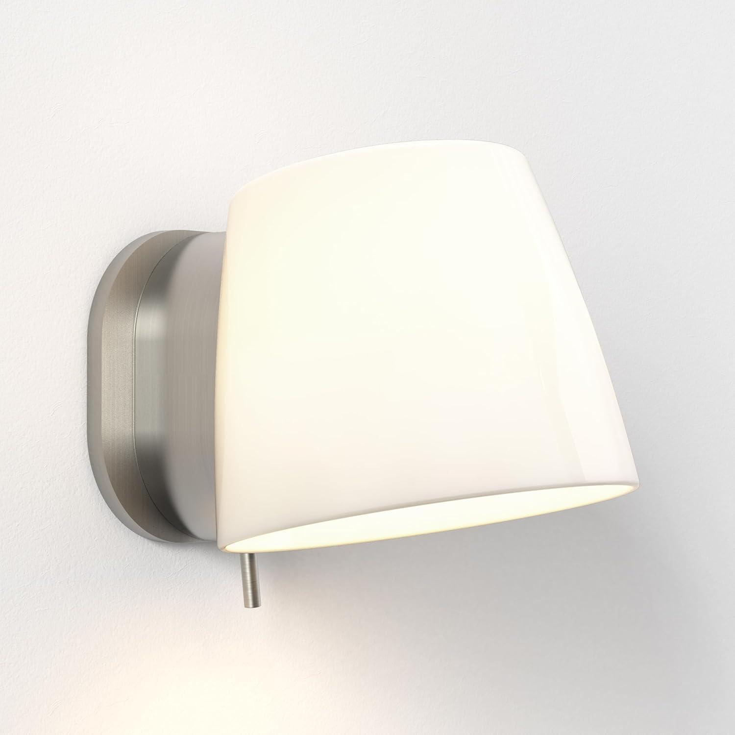 Matte Nickel Wall Sconce with Porcelain Shade