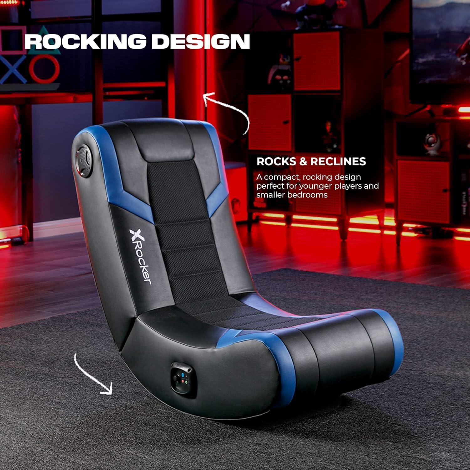 X Rocker Video Gaming Floor Rocker Chair, Built-in Audio, Back to School, Foldable, for Gamers, Bedroom, or Game Room for Boys, Girls, Teens 5-17