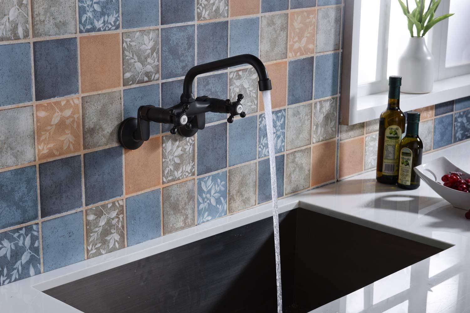 Kitchen Sink Faucet with Cross Handle, Swivel Spout Kitchen Faucet