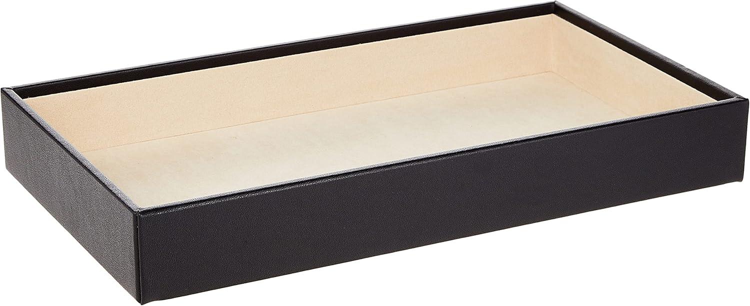 Black Vegan Leather Rectangular Jewelry Tray