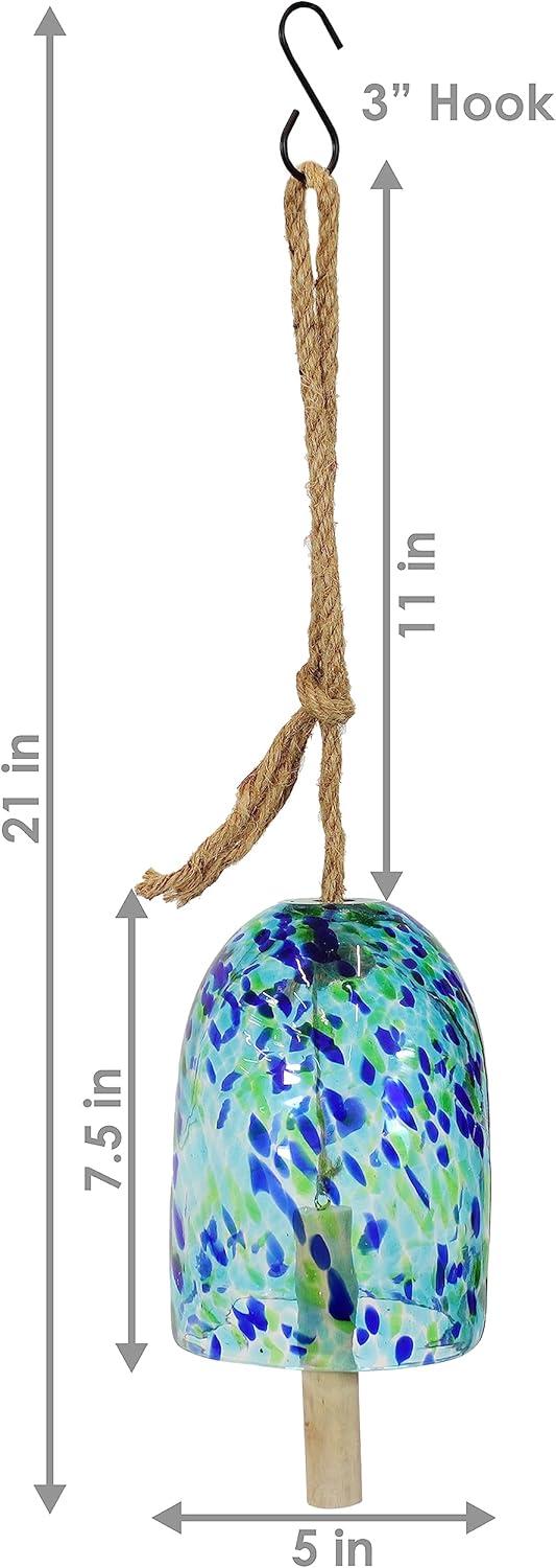 Sunnydaze Outdoor Natural Melody Glass Wind Bell Chime - 7.5" - Blue Freeze