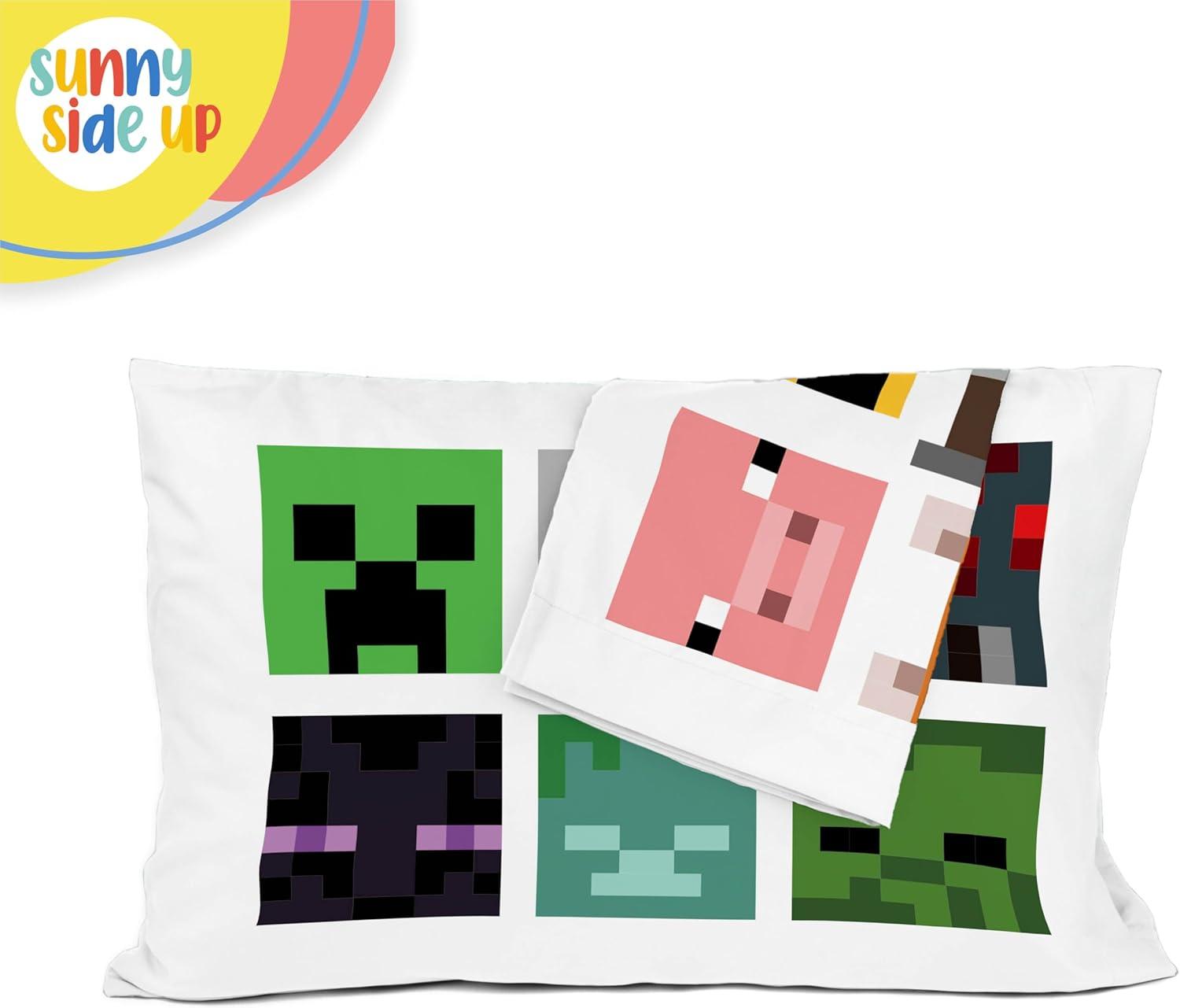 Minecraft Kids Reversible Pillowcases with Creeper Design