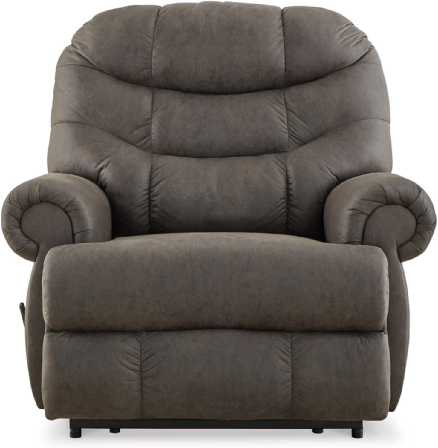 Brown Faux Leather Traditional Recliner with Manufactured Wood Frame