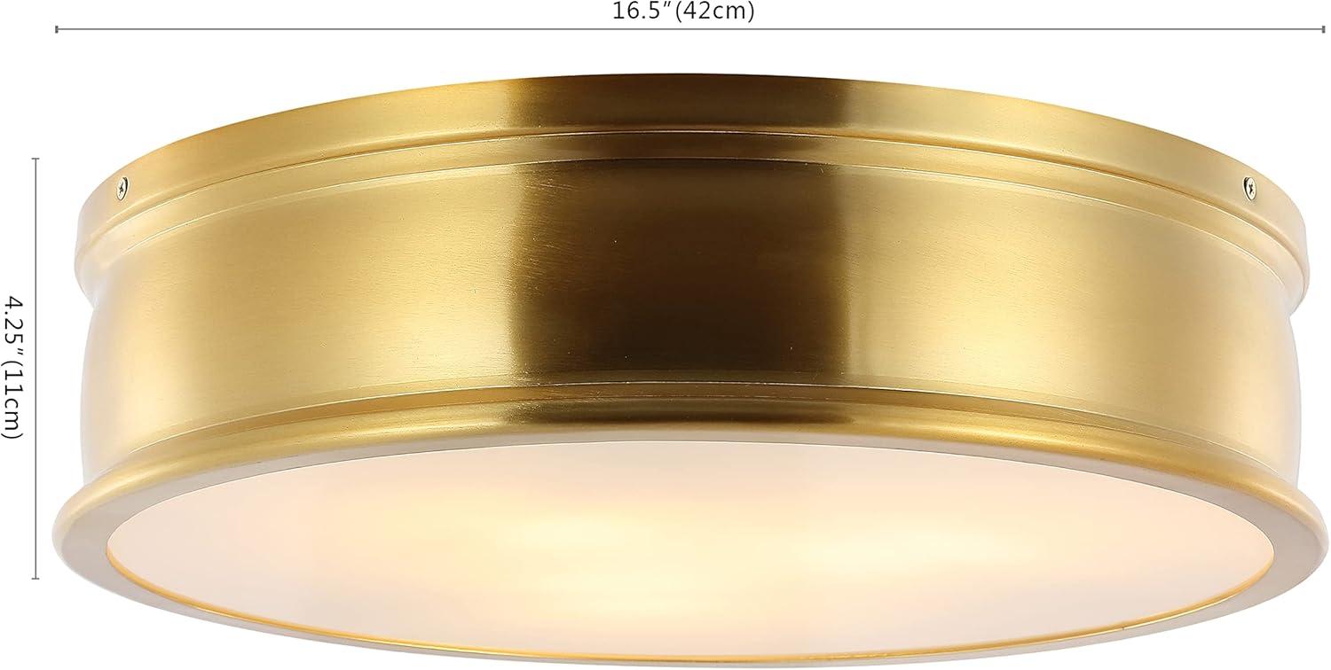 Adria 3 Light 16.5" Flush Mount - Brass Gold - Safavieh.