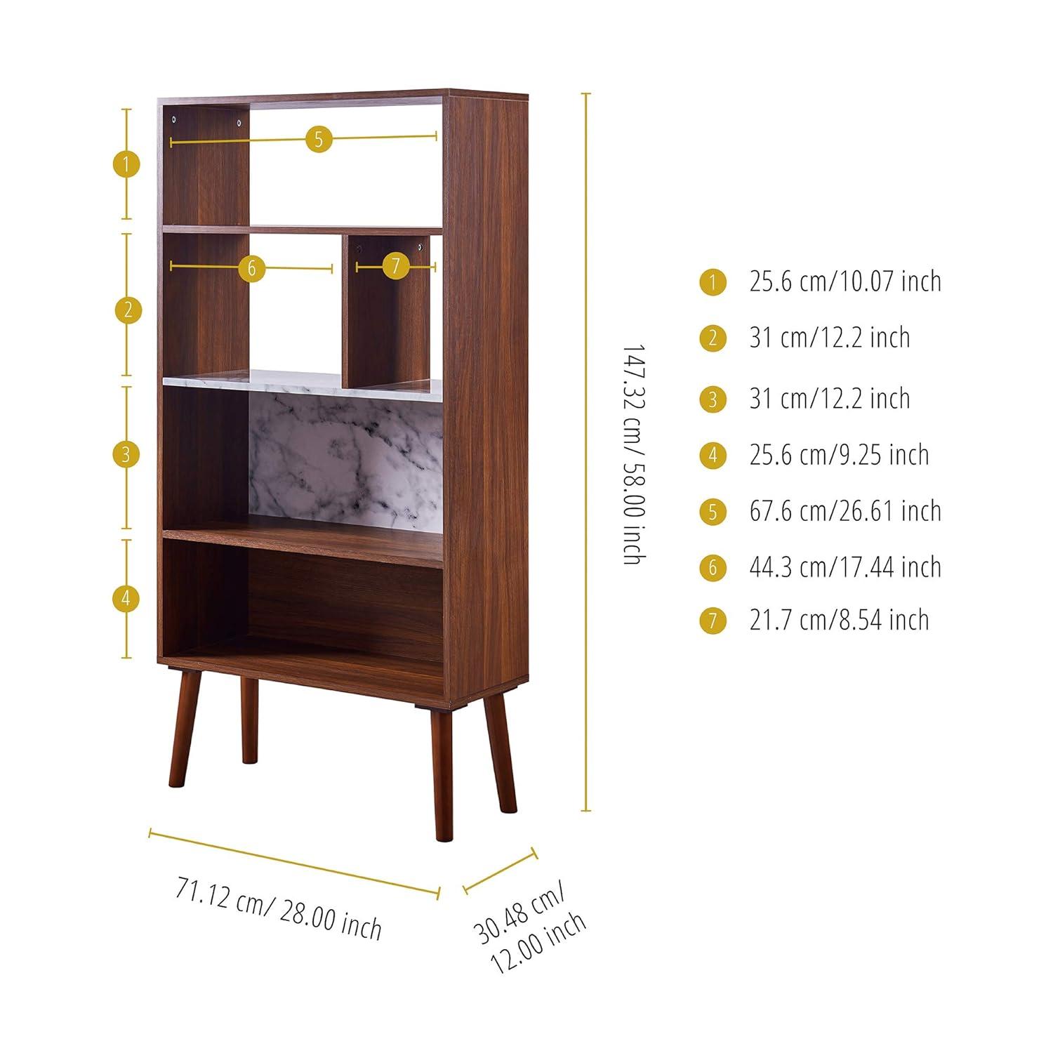 Mercer41 Carbone Marble-Look 5-Tier Display Bookcase Shelf