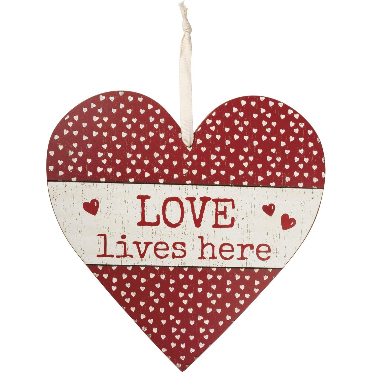 Primitives by Kathy 108714 Love Lives Here Wall Decor, 14-inch High, Wood