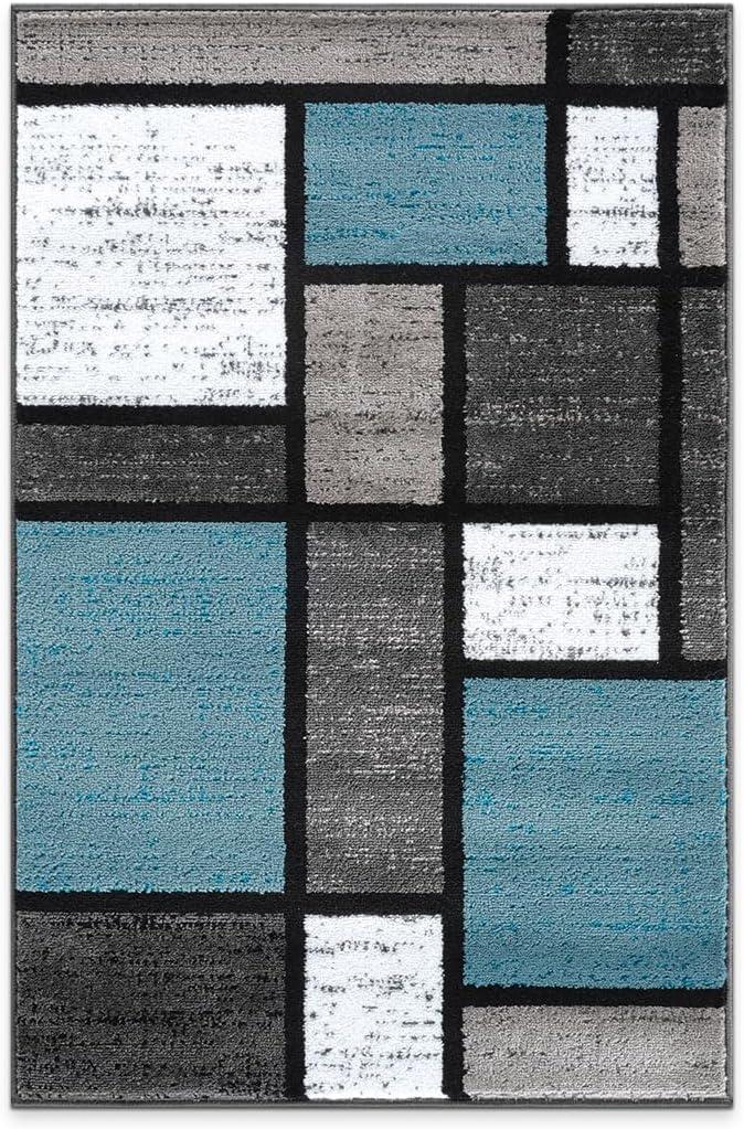 World Rug Gallery Contemporary Modern Boxed Color Block Area Rug