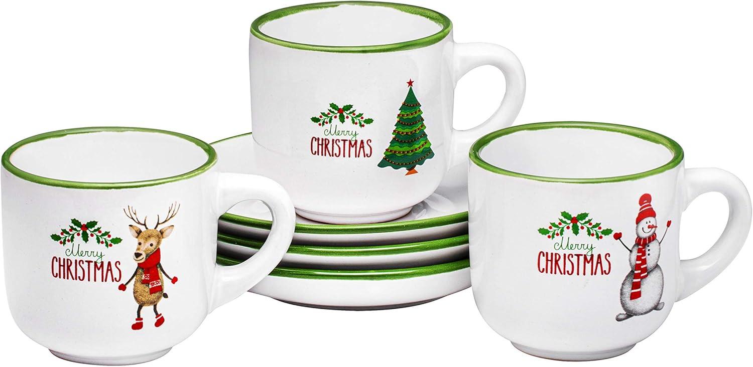 Bruntmor | Espresso Cups With Saucers By Bruntmor - 6 Ounce - Set Of 6 Matte