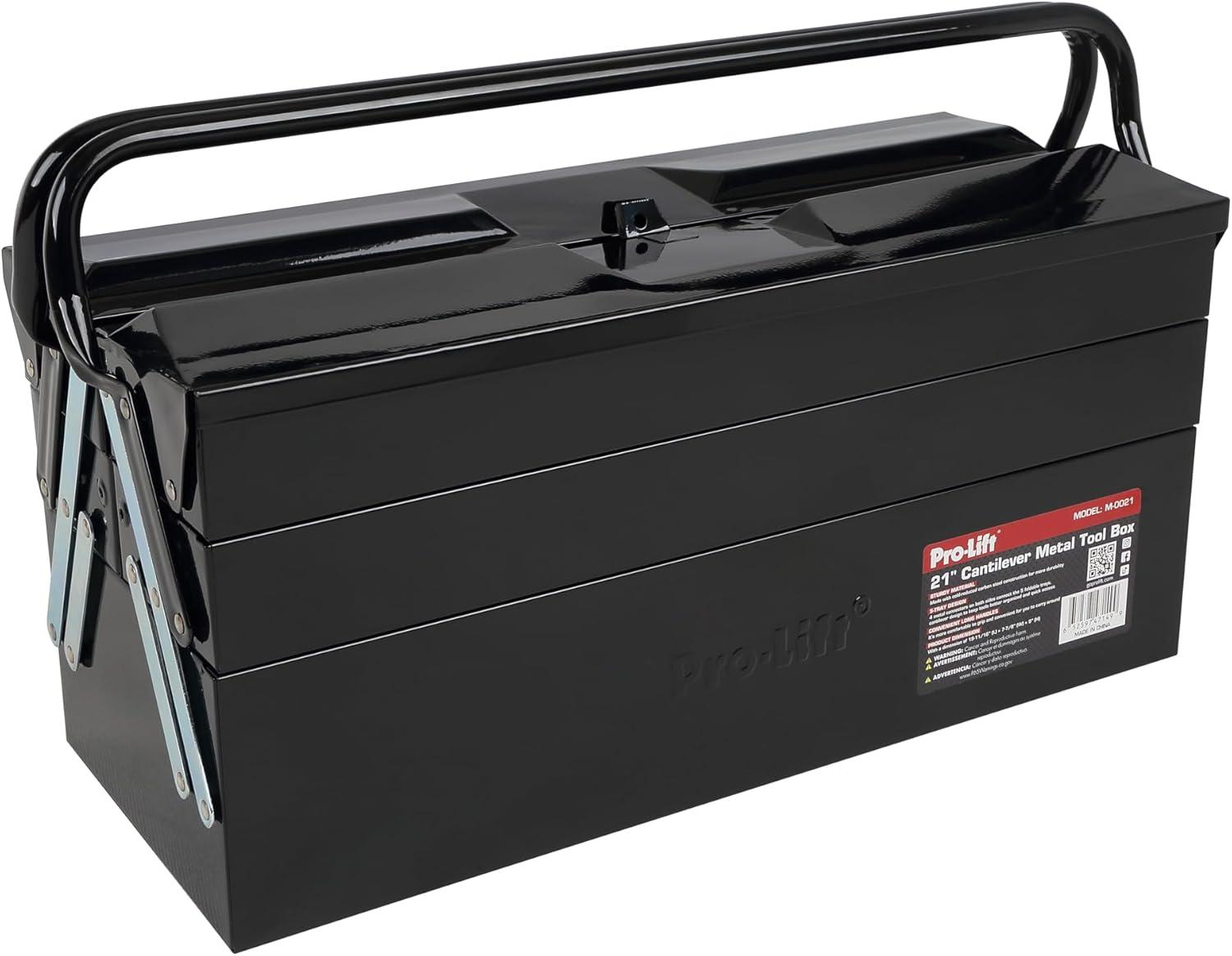 Pro-Lift 21-Inch Black Steel Cantilever Toolbox with Handle