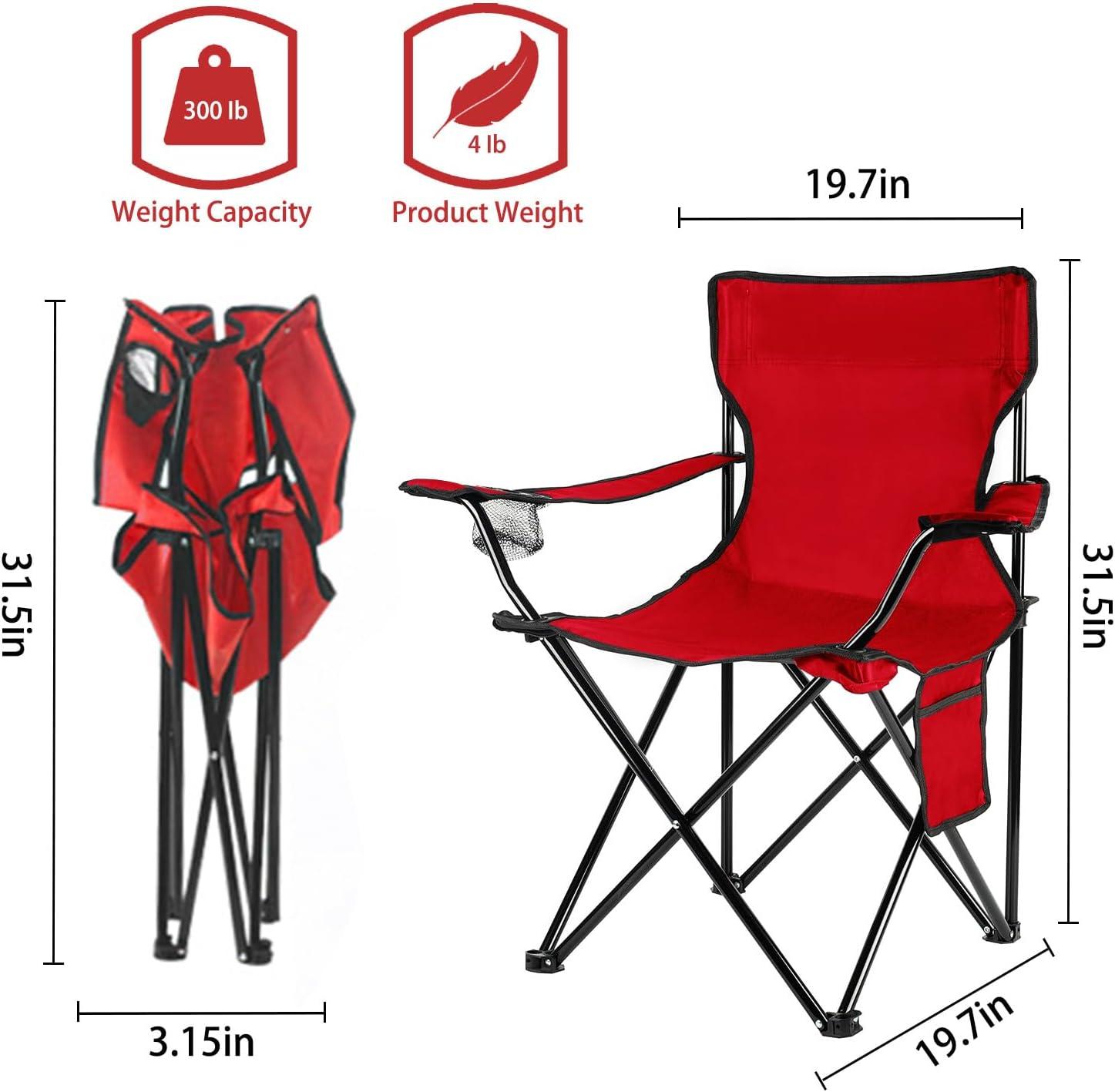 Red Lightweight Portable Folding Steel Camping Chair