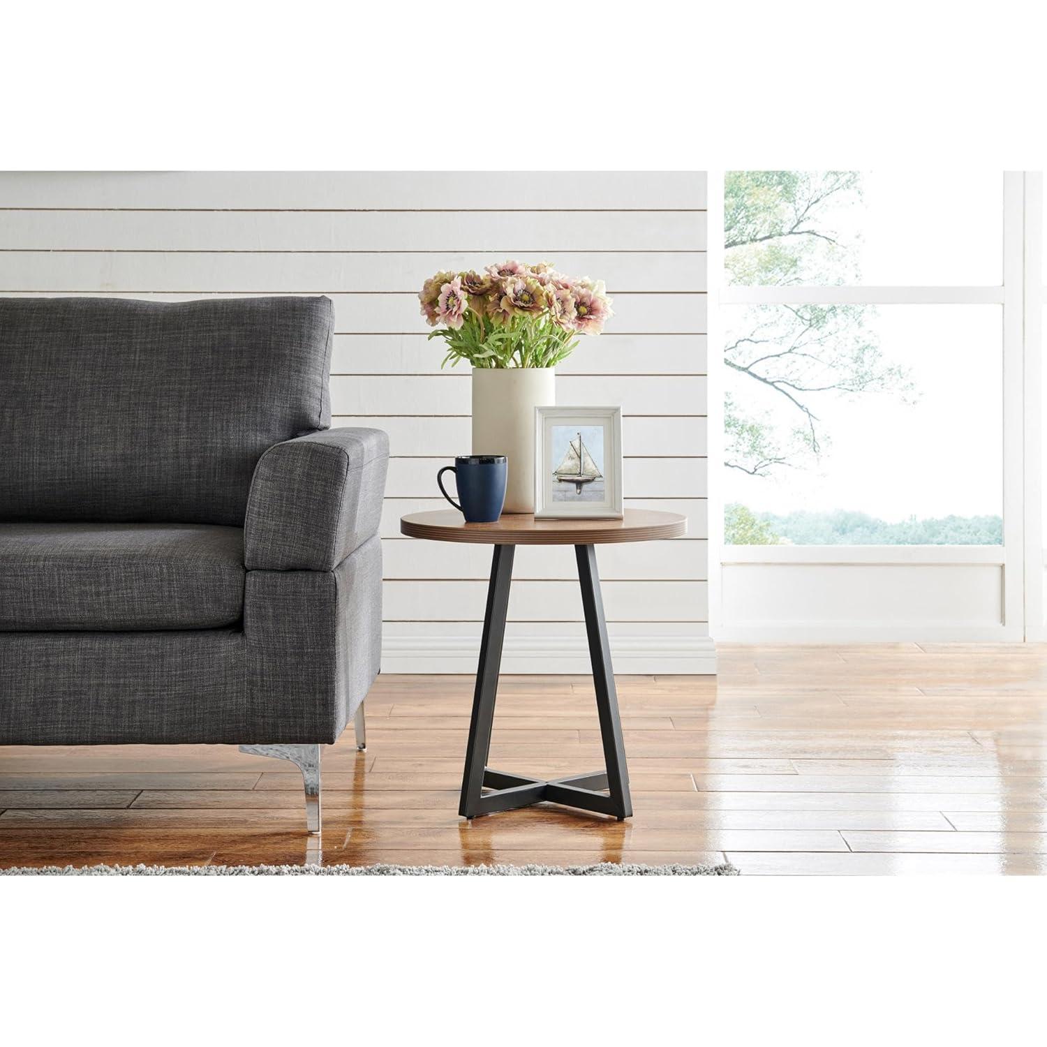 New Pacific Direct Courtdale 20" Round Wood End Table in Gliese Brown