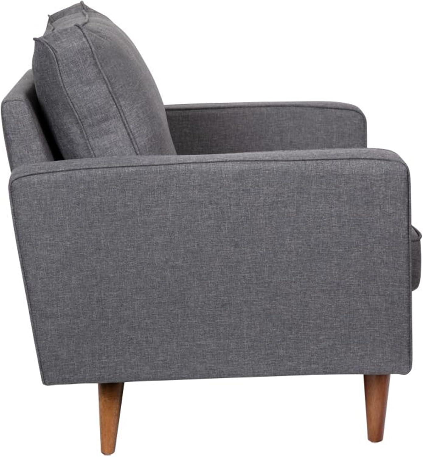 Hudson Dark Gray Faux Linen Accent Chair with Wood Legs