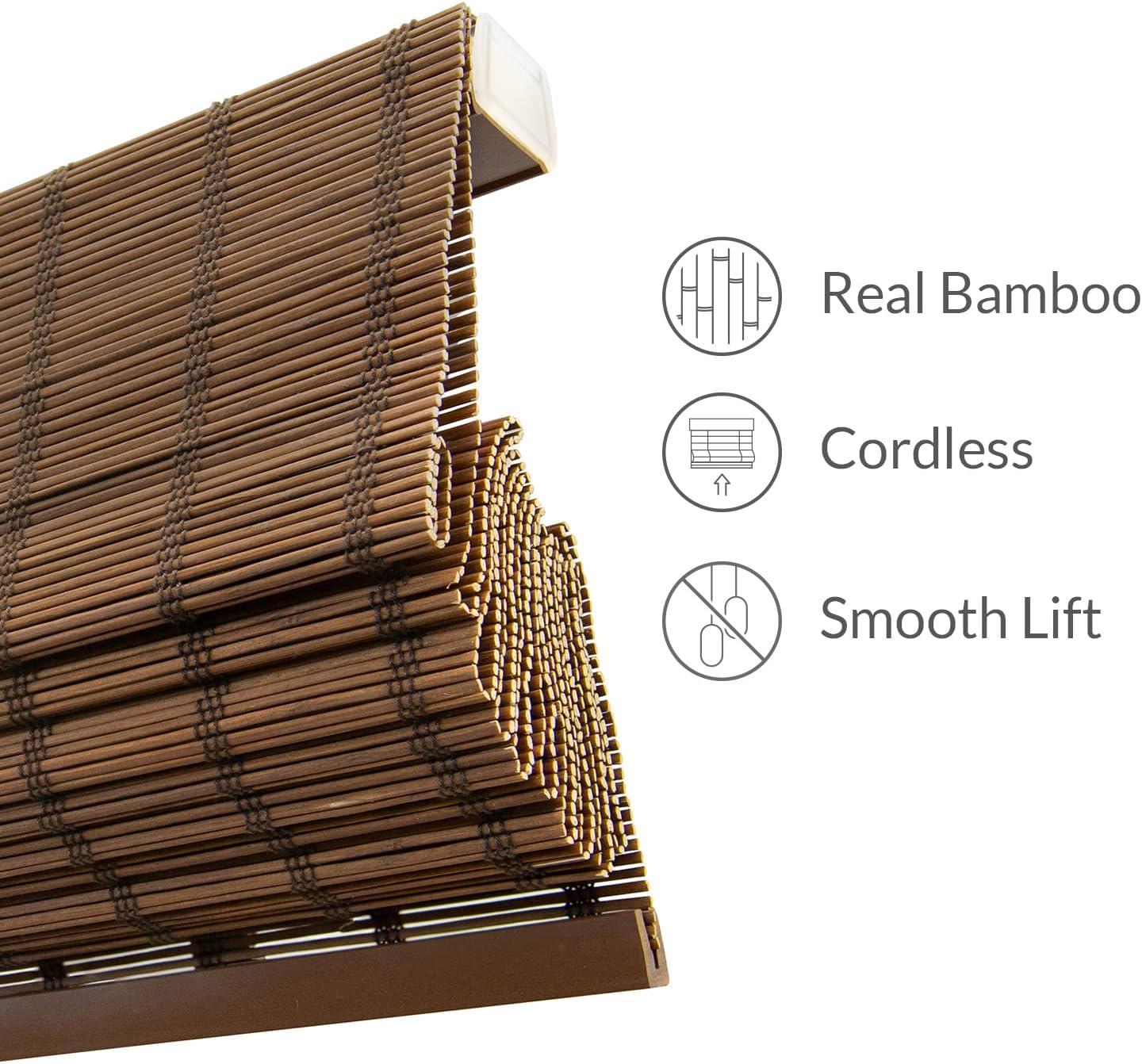 32"x64" Chicology Light Filtering Bamboo Roman Shade Bear Brown