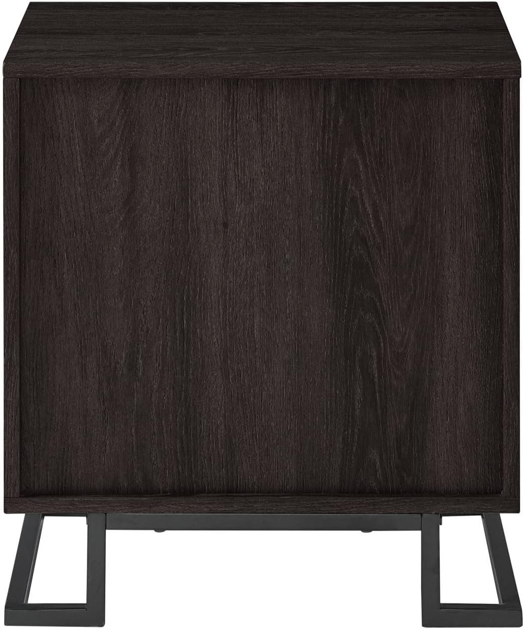 20" Contemporary Metal and Wood Night Stand with One-Drawer - Charcoal