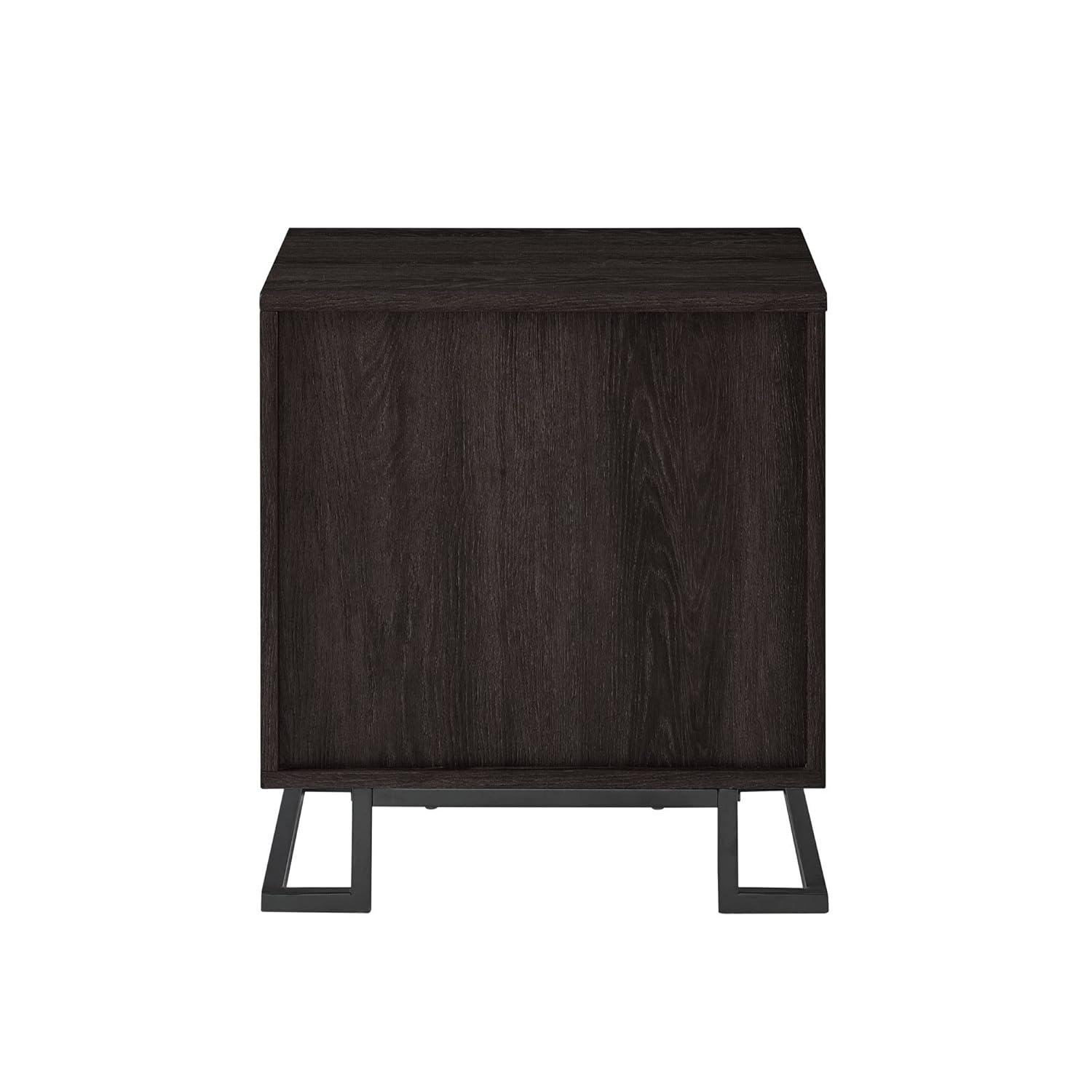 Miekor Furniture Contemporary Metal and Wood 1-Drawer Nightstand – Charcoal B5A6818