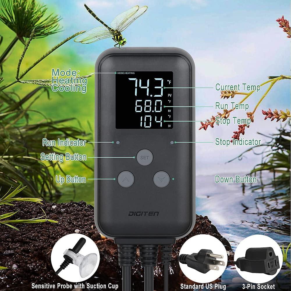 Digiten DTC315 Heat Mat Thermostat Temperature Controller Waterproof LED Black