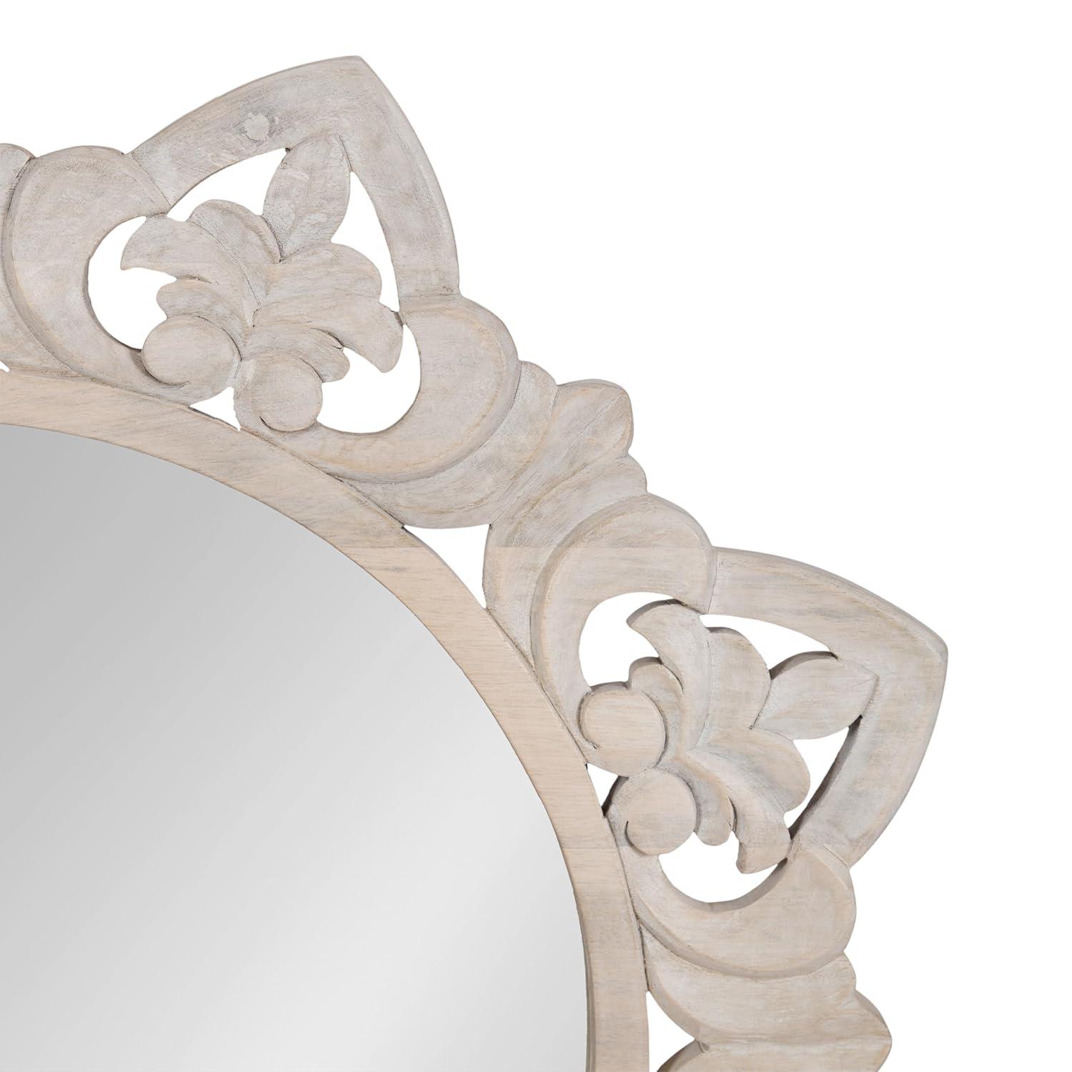 Kate & Laurel All Things Decor 28"x28" Meera Carved Wood Mirror Brown: Artisan Starburst, No Assembly