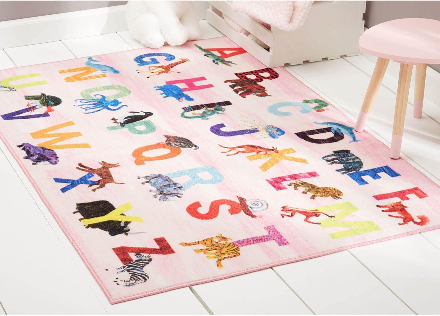 Eric Carle Alphabet Zoo Graphic/Print Pink Area Rug