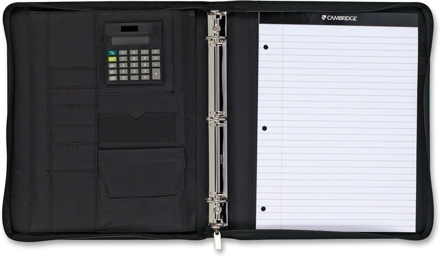 " Mead - Cambridge City Zipper Binder, Microfiber, 12.75"" x 11"", (Assorted Colors)", black