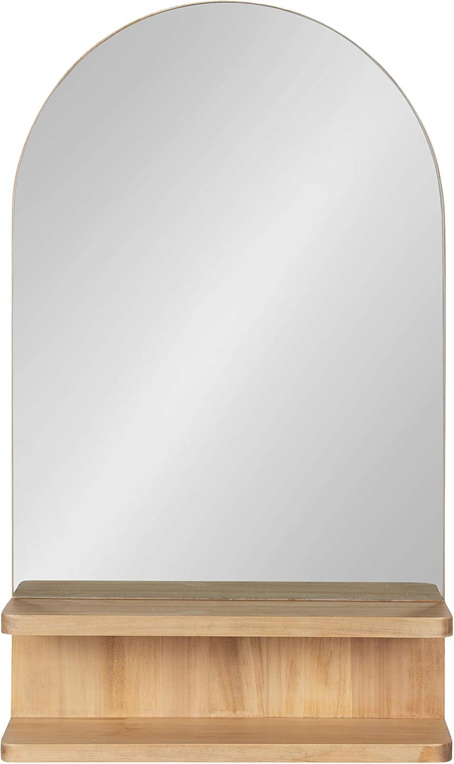 Kate and Laurel Astora Modern Arched Wall Mirror, 18 x 30, Natural Wood, Scandinavian Framed Mirror for Storage and Display