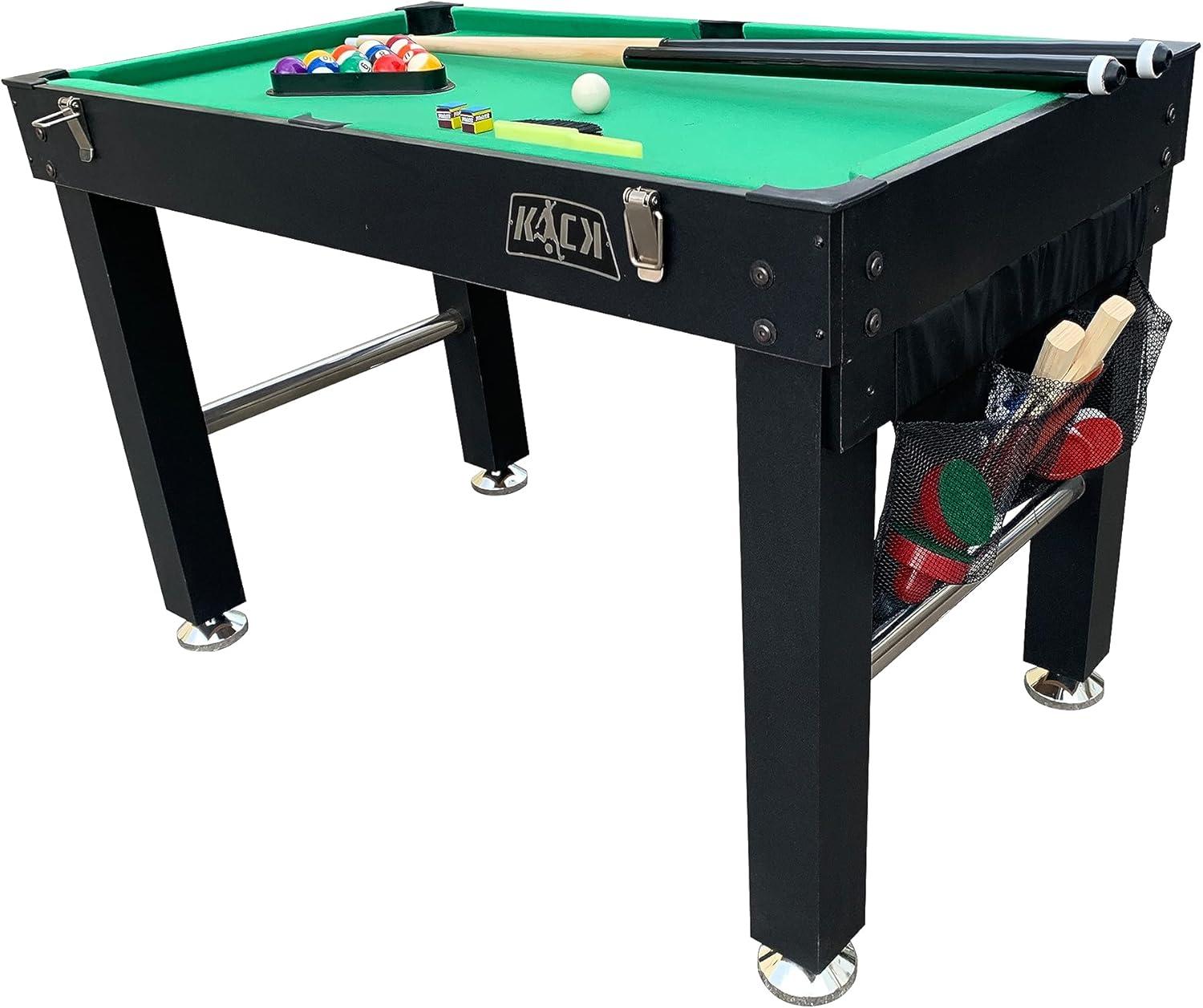 KICK Foosball Tables KICK Quad 48″ 4-in-1 Multi Game Table Combo Arcade Set for Home, Game Room, Friends & Family