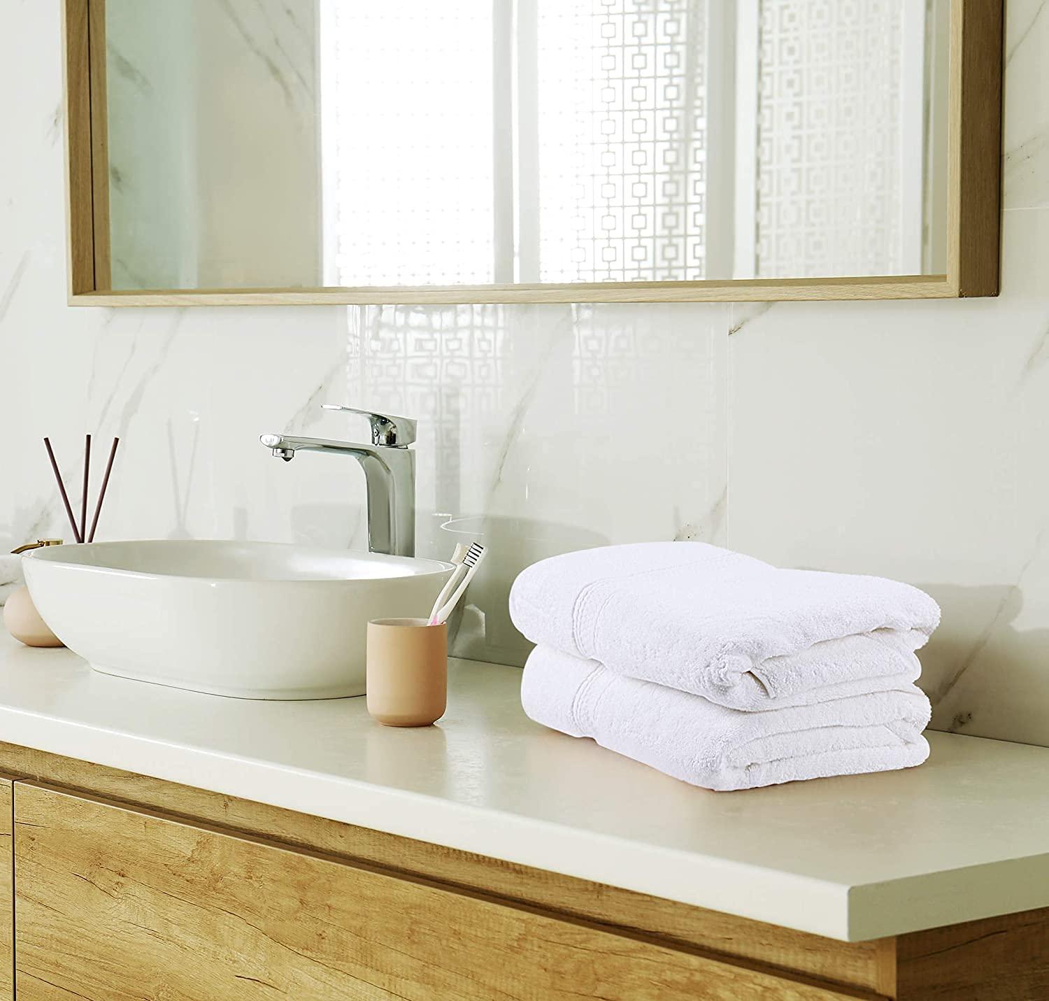 Simpli-Magic 100% Ringspun Cotton Luxury Bathroom Towel Set for Hotel & Spa, 8-Piece, White