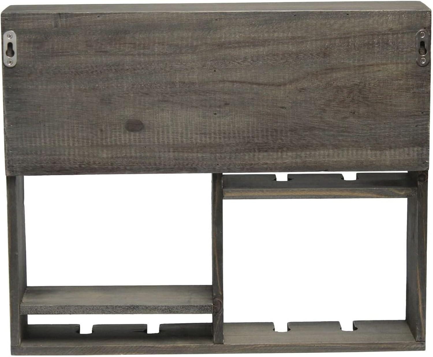 Bartow Wall Mounted Wood Wine Rack Shelf with Glass Holder Gray Wash - Elegant Designs