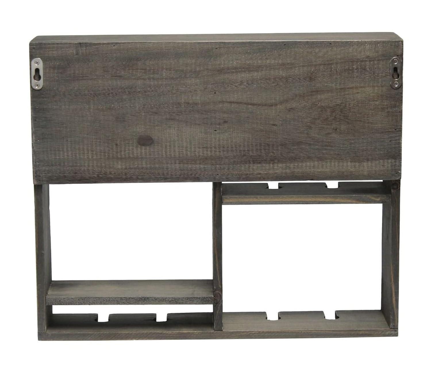 Bartow Wall Mounted Wood Wine Rack Shelf with Glass Holder Gray Wash - Elegant Designs