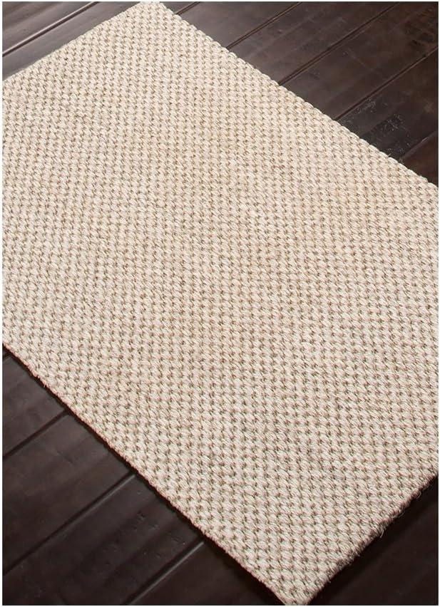 Ivory Flat Woven Wool Rectangular 9' x 12' Area Rug