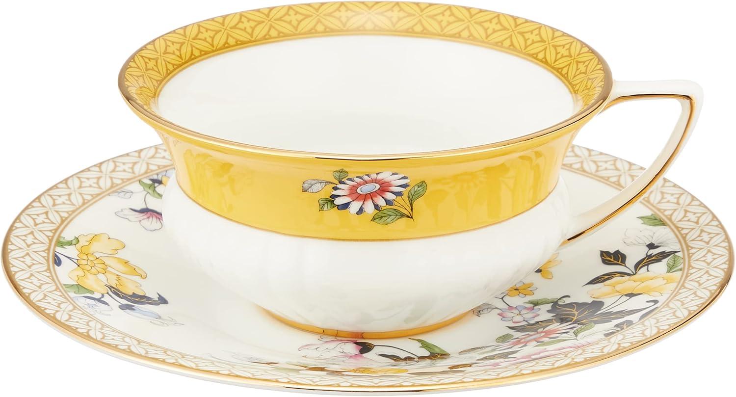 Primrose Floral Bone China Teacup and Saucer Set