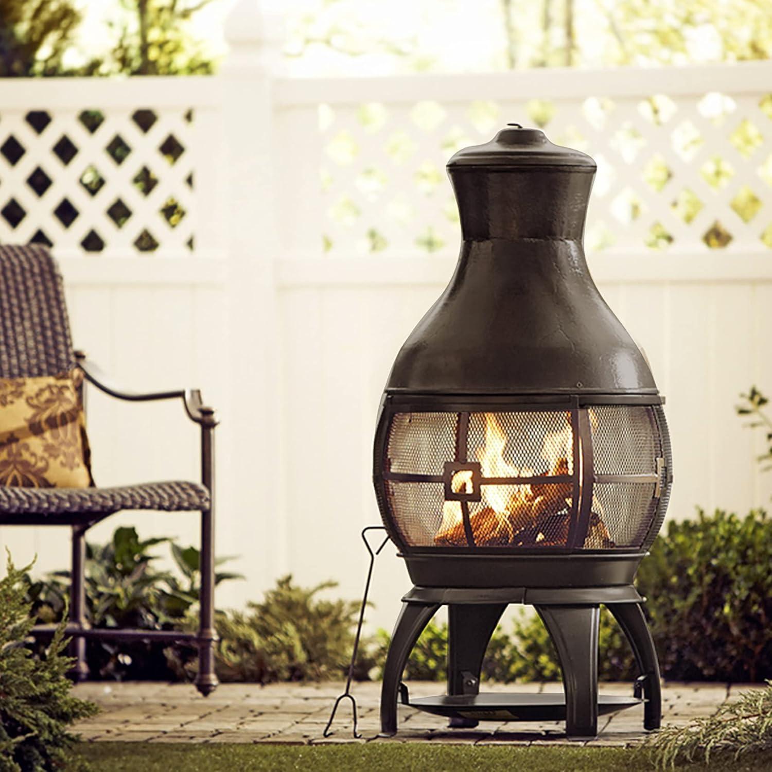 BALI OUTDOORS Chimenea Outdoor Fireplace Wood Burning Fire Pit Cast Iron Fire Pit Chiminea