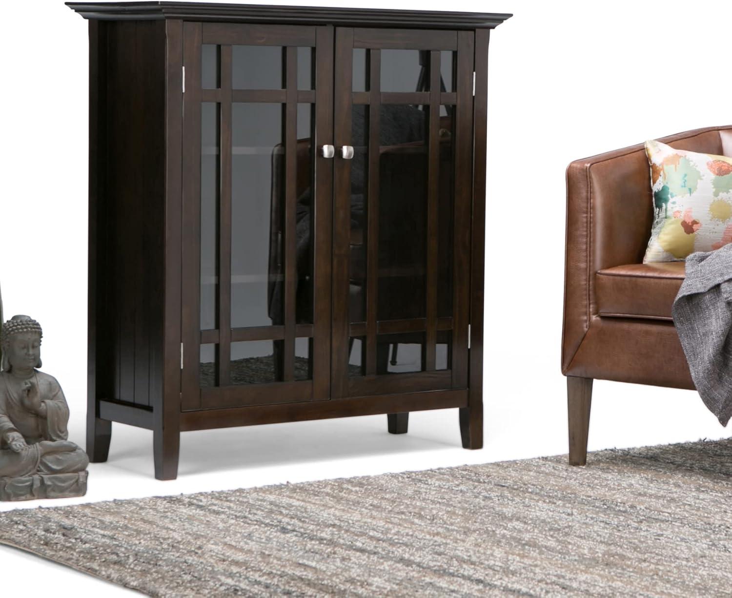 Simpli Home Bedford Wood 39" Transitional Medium Cabinet in Brown