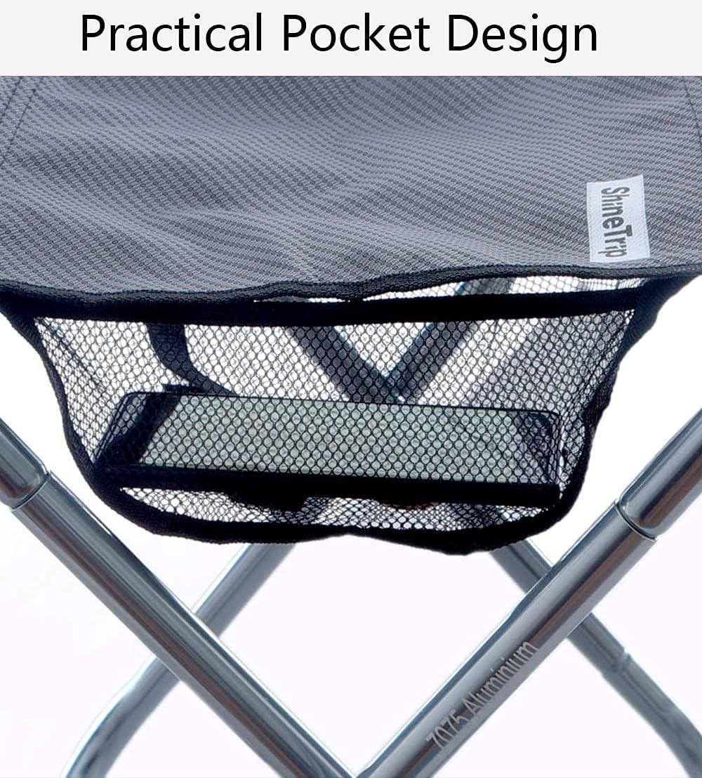 Ultralight Black Mesh Folding Camping Stool with Aluminum Frame