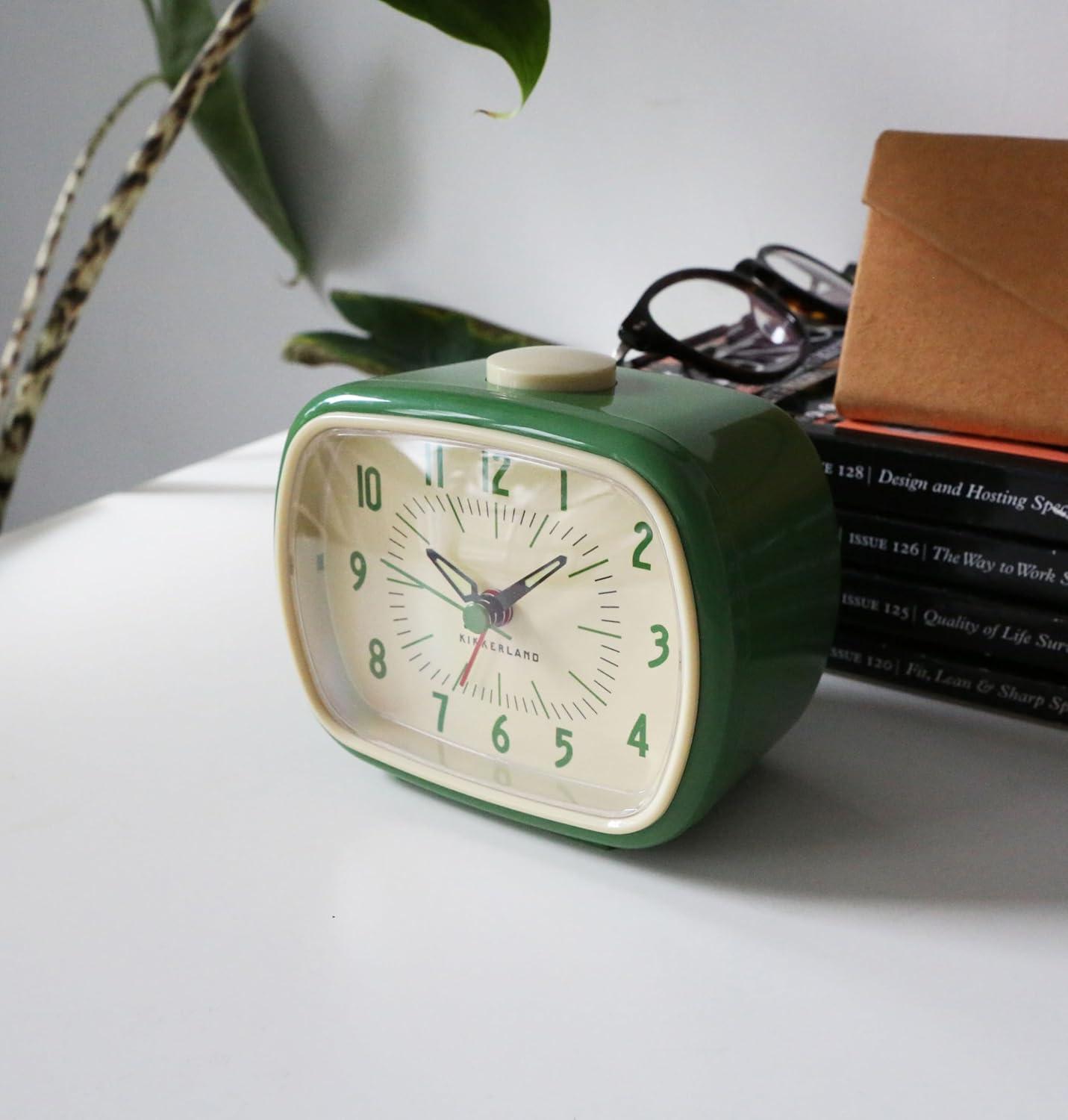 Green Retro Plastic Alarm Clock with Glow Hands