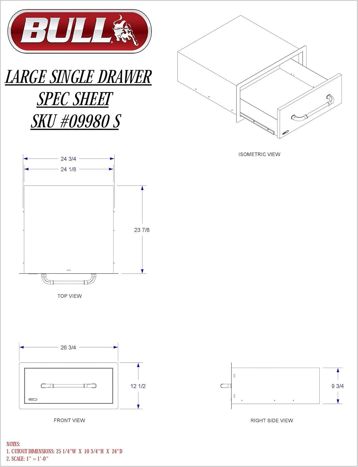 Large Stainless Steel Outdoor Kitchen Drawer